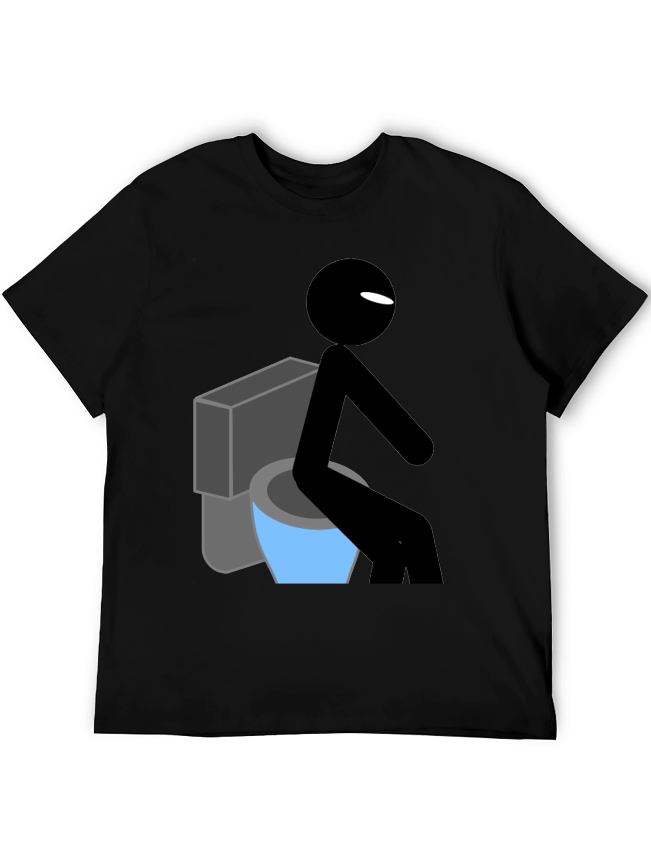 Black Toilet Humor Graphic Tee - Funny Stick Figure Shirt view 5