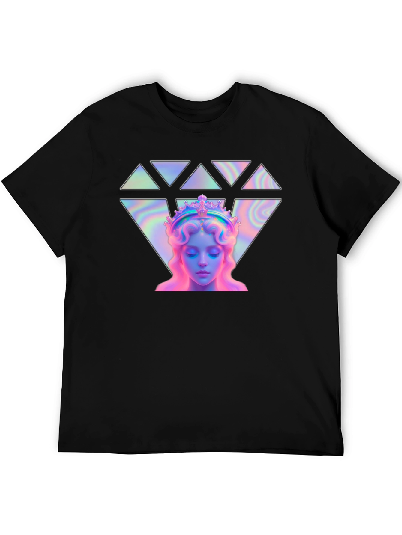 Black Mystic Crown Graphic Tee - Holographic Design view 5