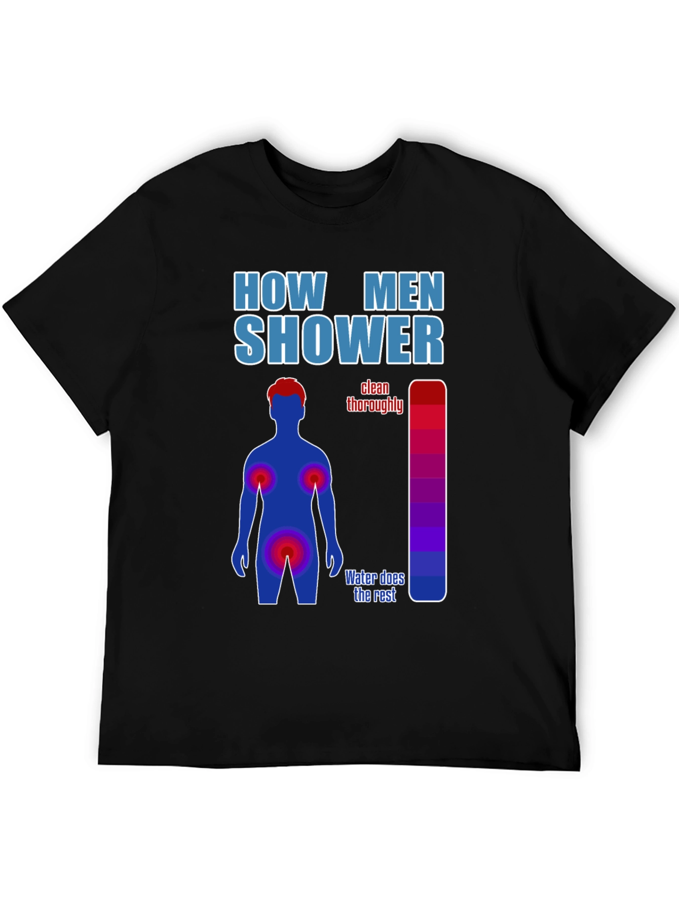 Black Humorous Men's Shower Guide T-Shirt view 5