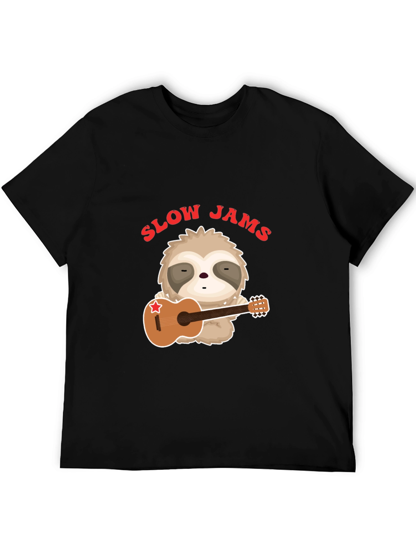 Black Slow Jams Sloth Guitarist Graphic Tee view 5