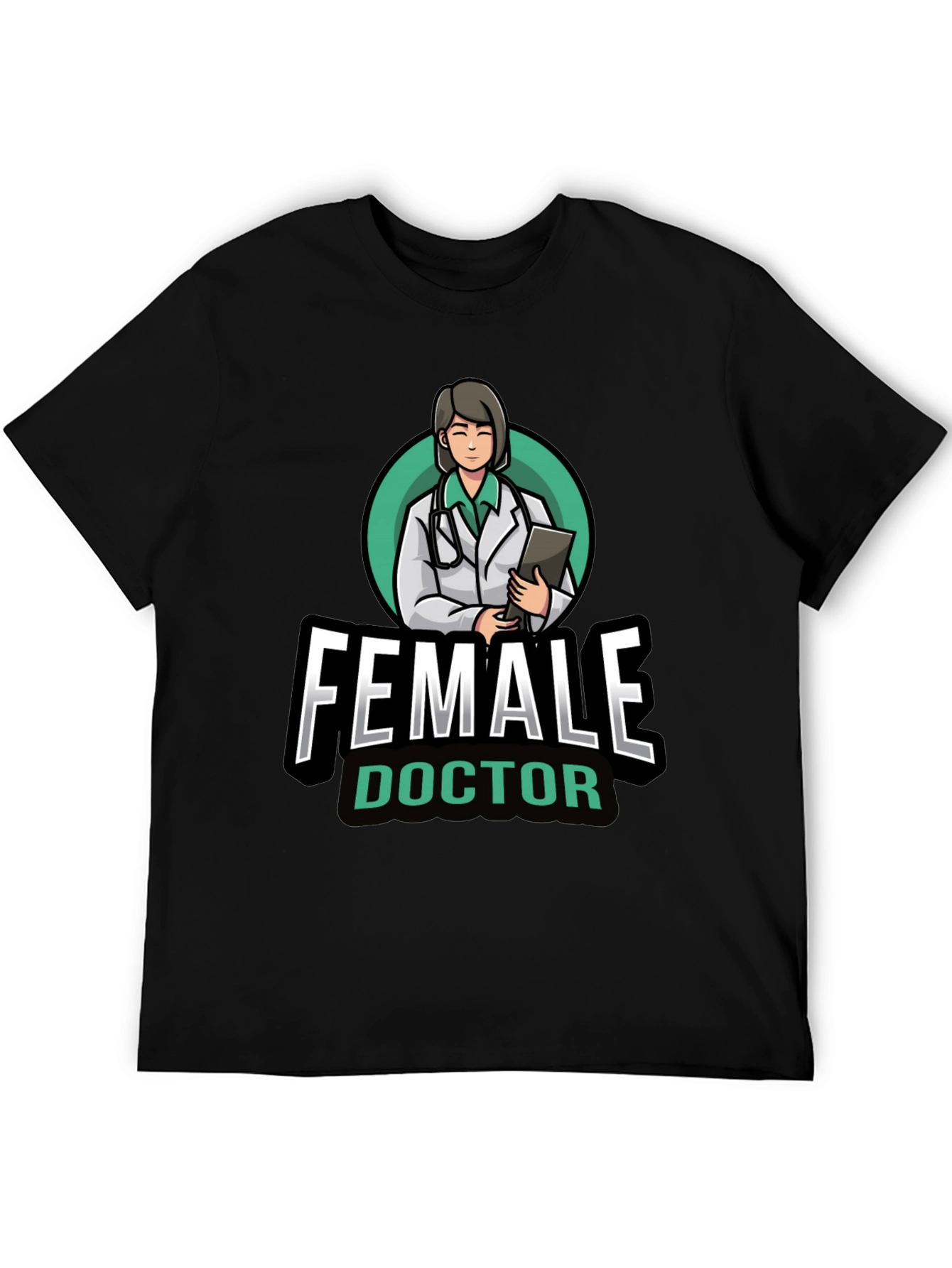 Black Female Doctor Graphic T-Shirt - Novelty Medical Apparel view 5