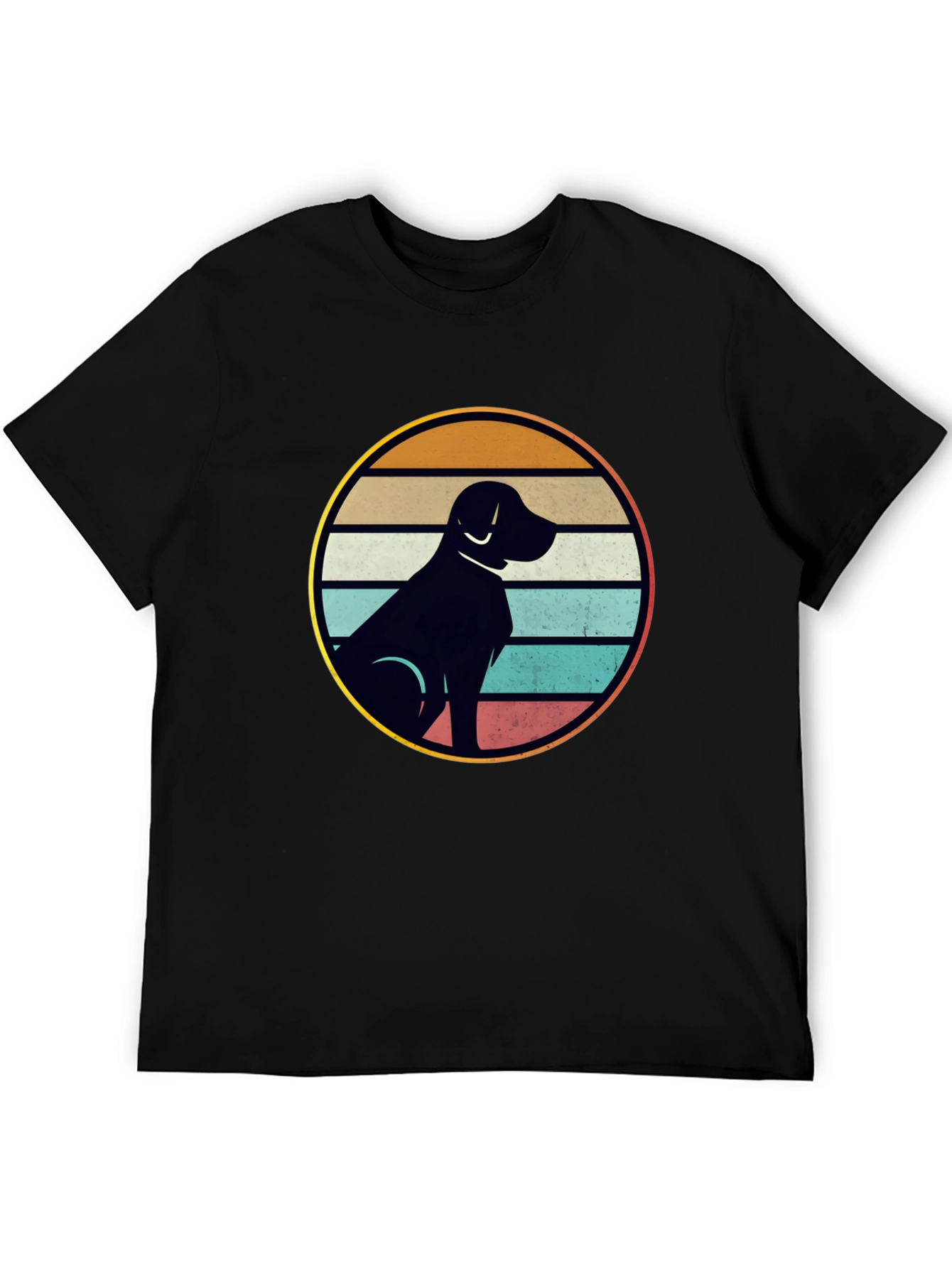 Black Retro Dog Silhouette T-Shirt view 5