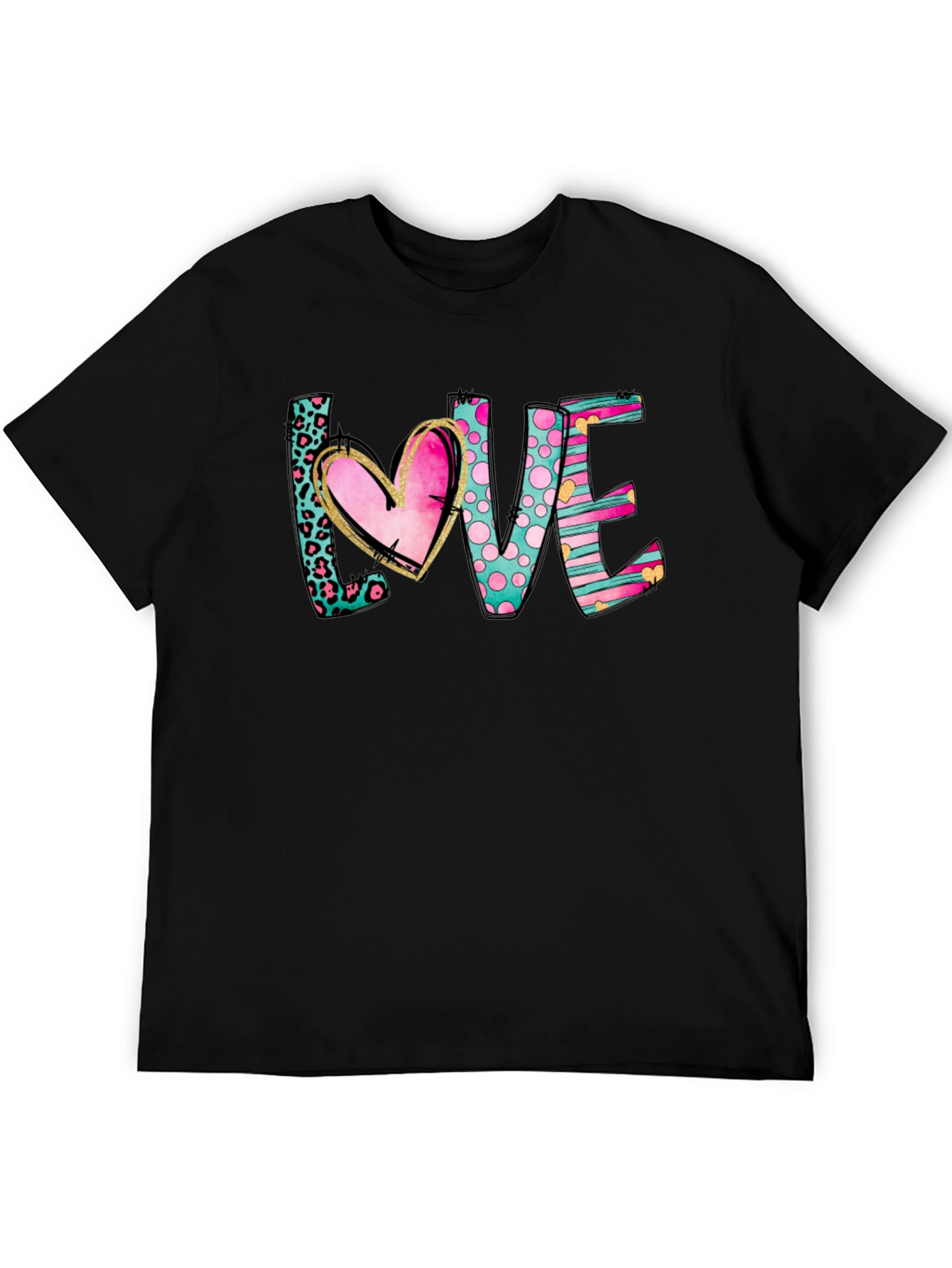 Black LOVE T-Shirt - Heart Design view 5