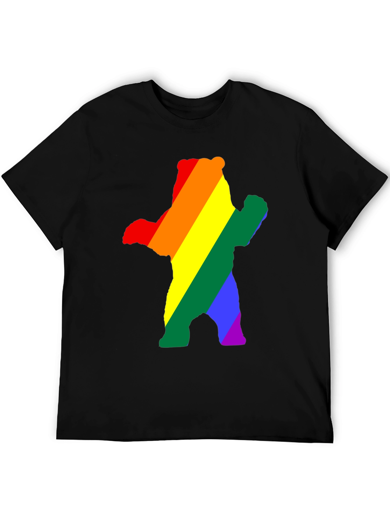 Black Rainbow Bear Pride T-Shirt - Black Crew Neck Cotton Tee view 5