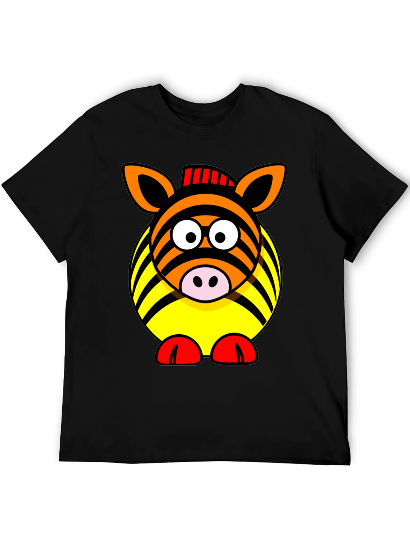 Black Zebra Cartoon Graphic Black T-Shirt view 5