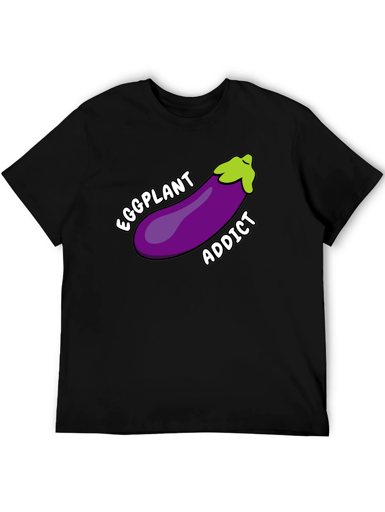 Black Eggplant Addict T-Shirt Funny Humor Graphic Tee view 5