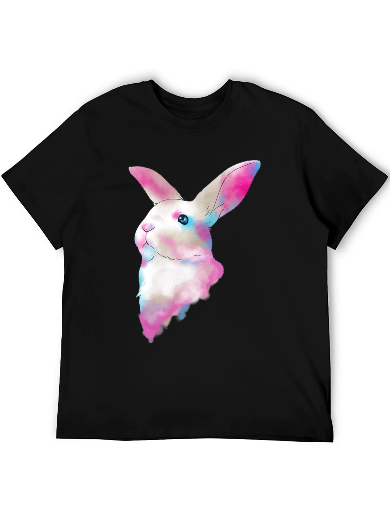 Black Watercolor Bunny T-Shirt - Soft Cotton Tee view 5