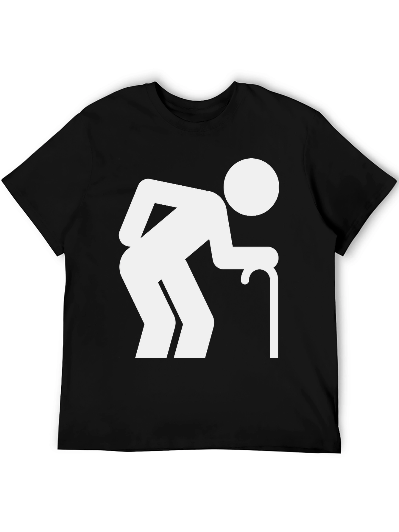 Black Funny Old Man Stick Figure Black T-Shirt view 5