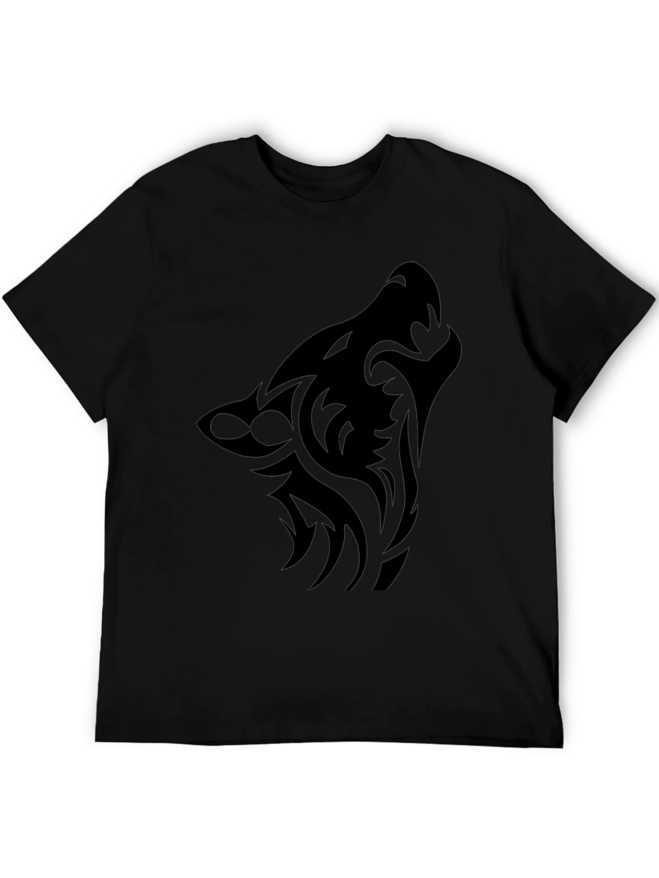 Black Black Tribal Wolf T-Shirt view 5