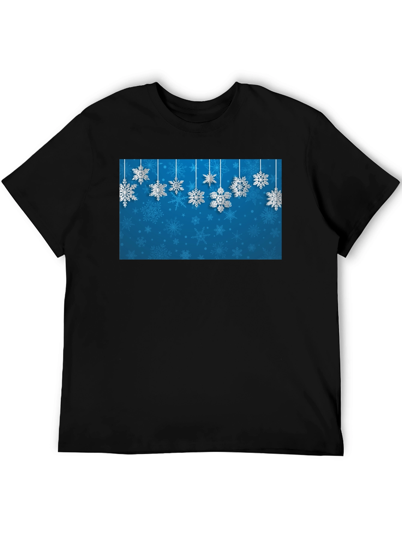 Black Snowflake Graphic Print Crew Neck T-Shirt view 5