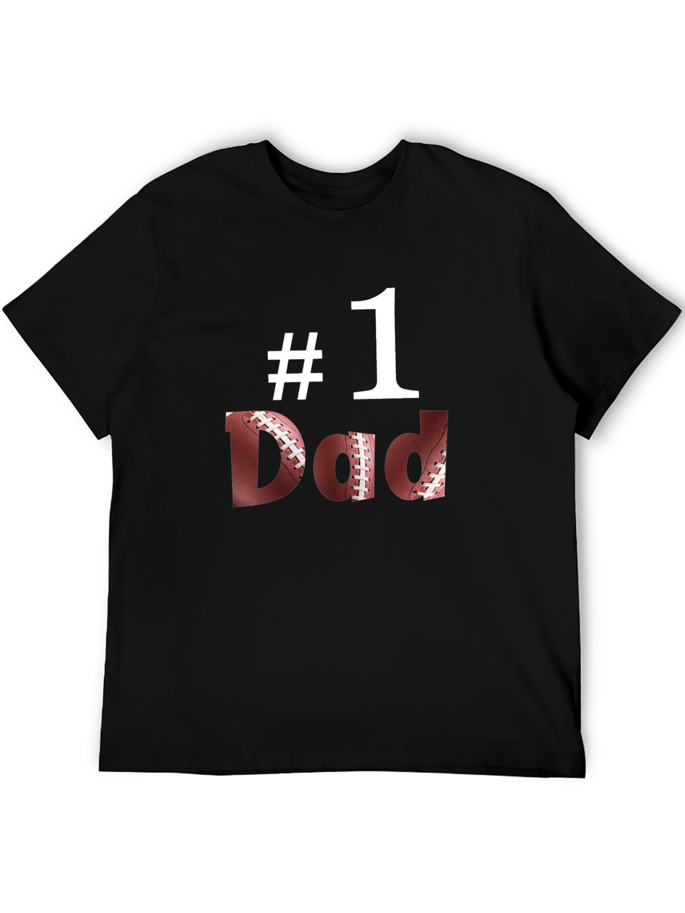 Black #1 Dad Football T-Shirt - Father's Day Gift view 5