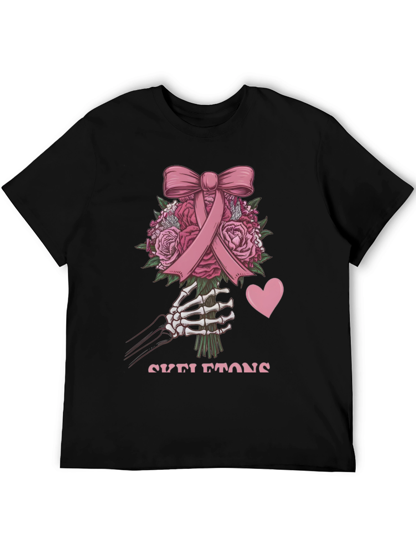 Black Skeleton Bouquet T-Shirt - Breast Cancer Awareness Tee view 5