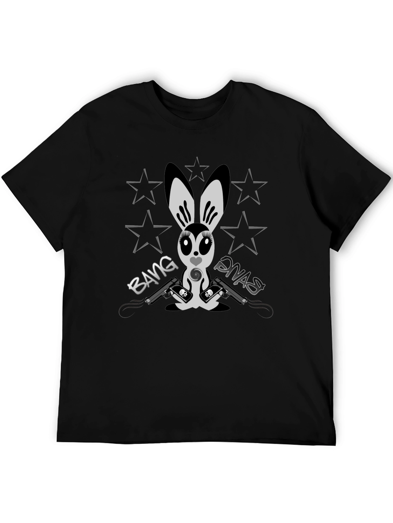 Black Bang Divas Bunny Graphic Tee - Black Cotton Blend view 5