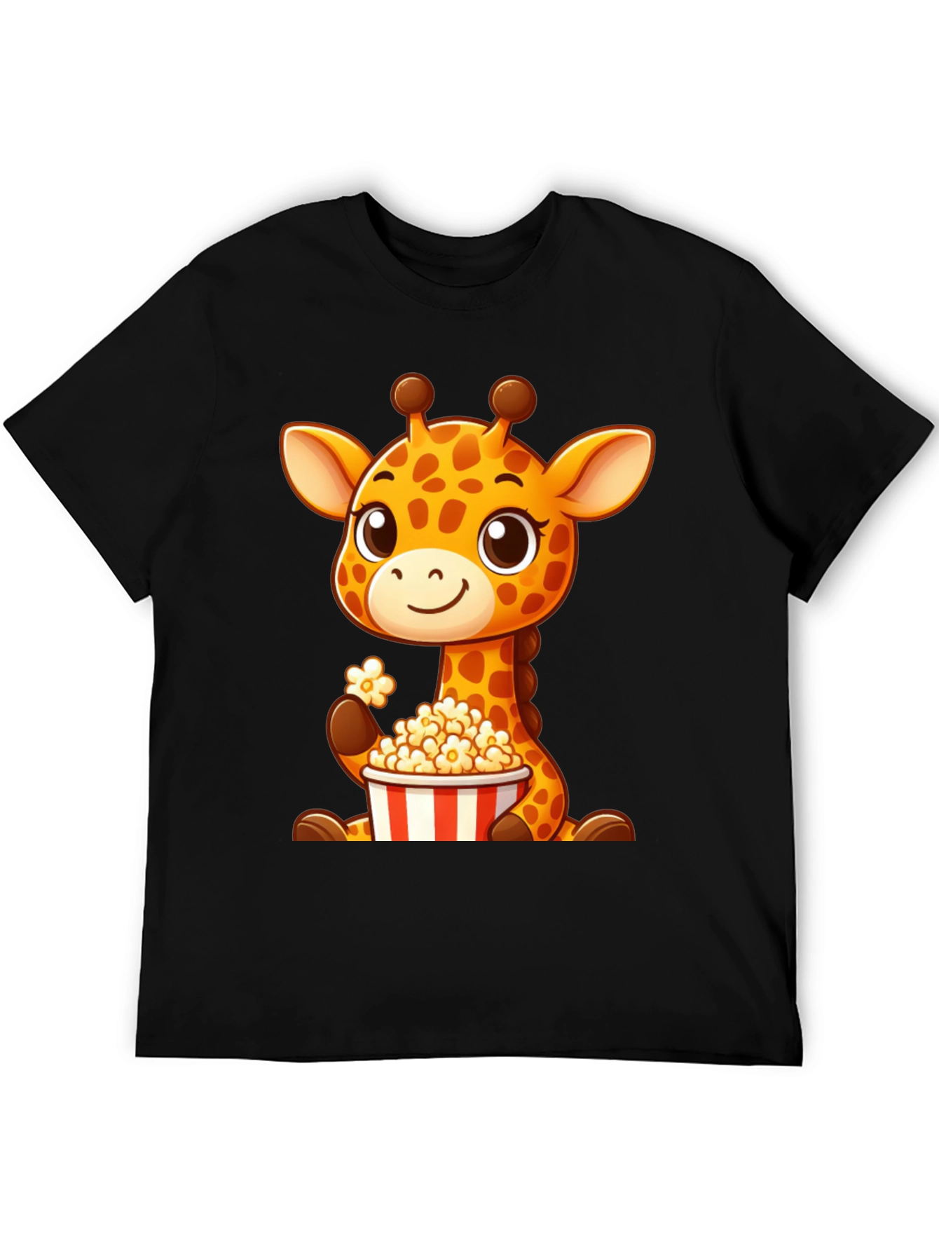 Black Giraffe Popcorn T-Shirt: Cute Cartoon Animal Tee view 5