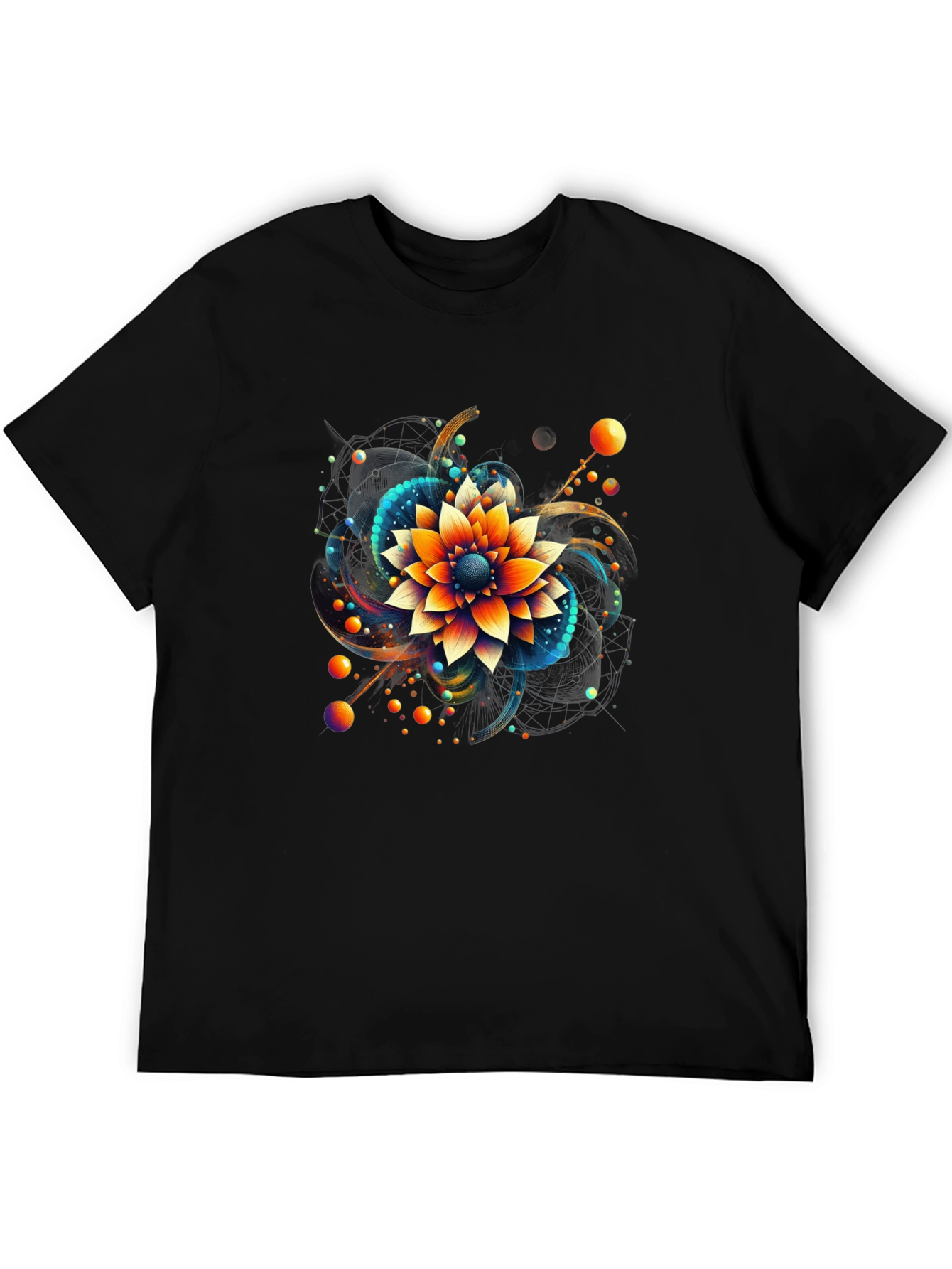 Black Abstract Floral Graphic Print Black T-Shirt view 5