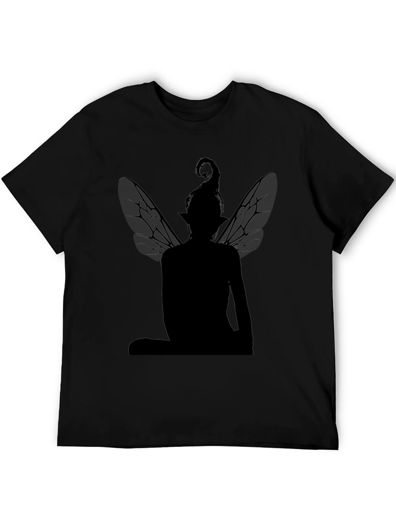 Black Fairy Silhouette T-Shirt - Black Graphic Tee view 5
