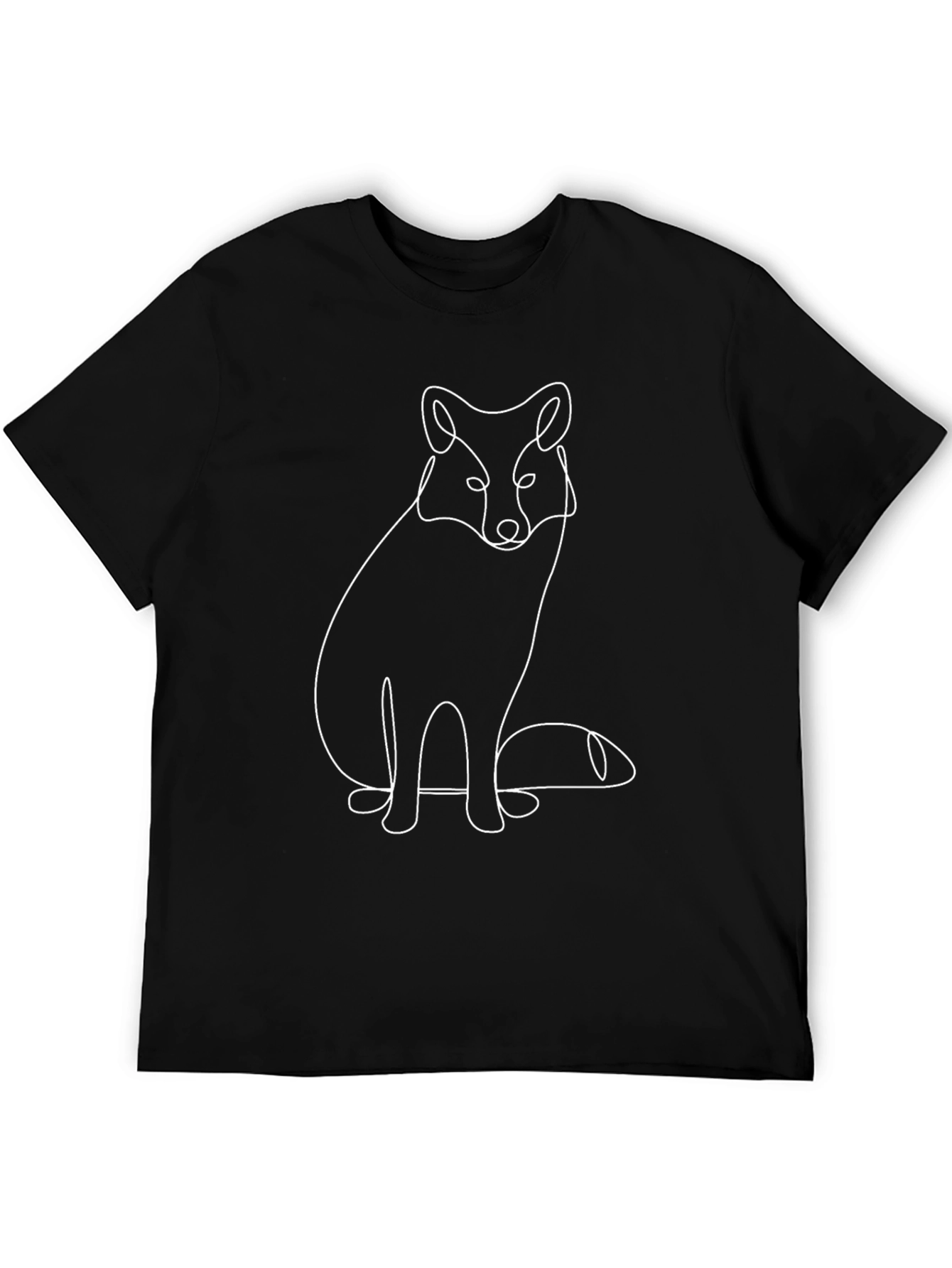 Black Minimalist Fox Line Art Graphic Tee - Unisex view 5