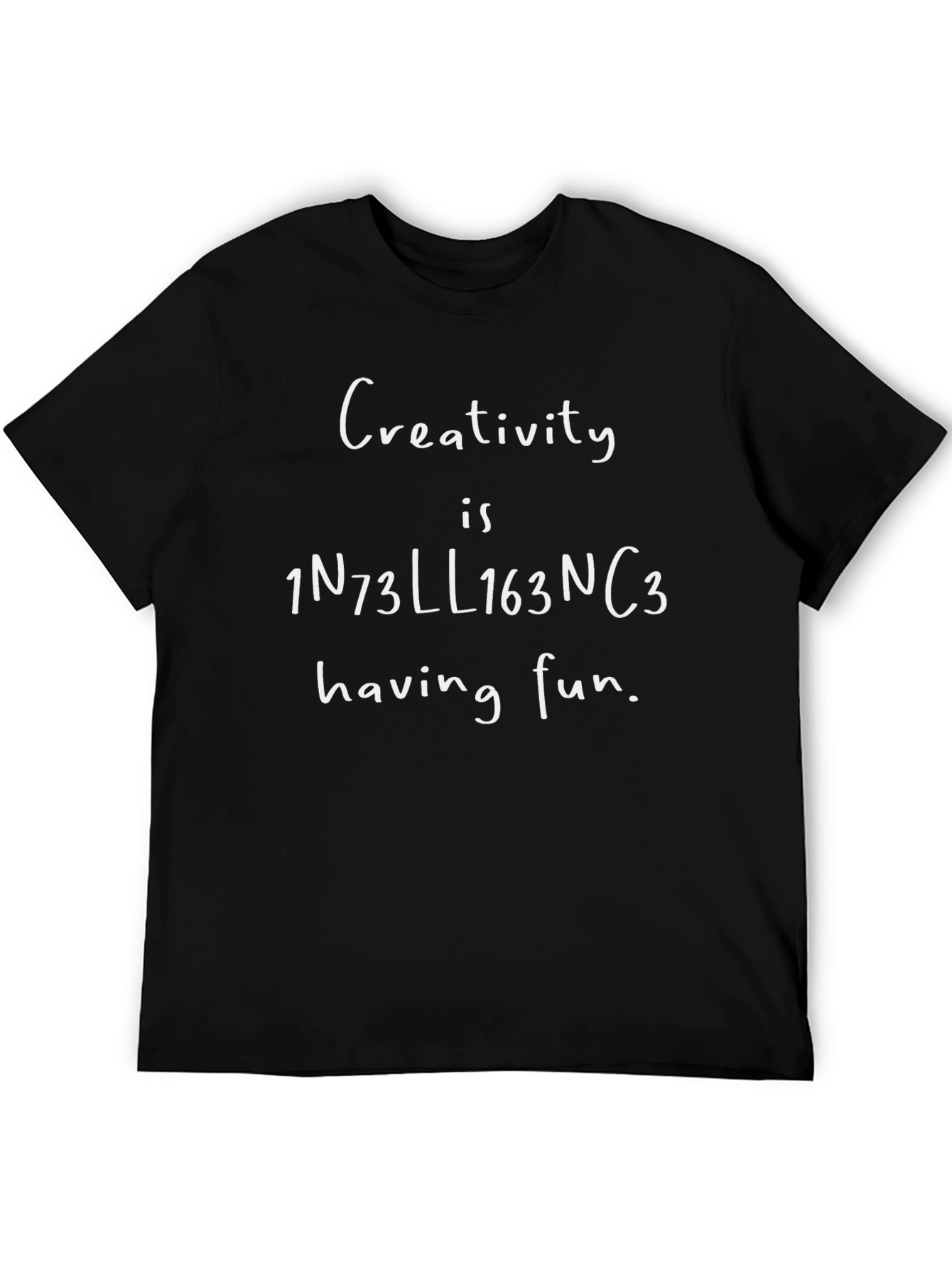 Black Creative Fun T-Shirt - 'Creativity is Intelligence' view 5
