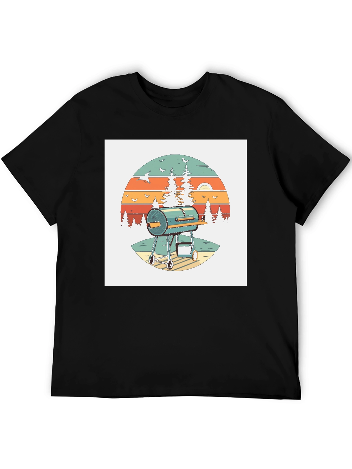 Black Retro BBQ Grill T-Shirt view 5
