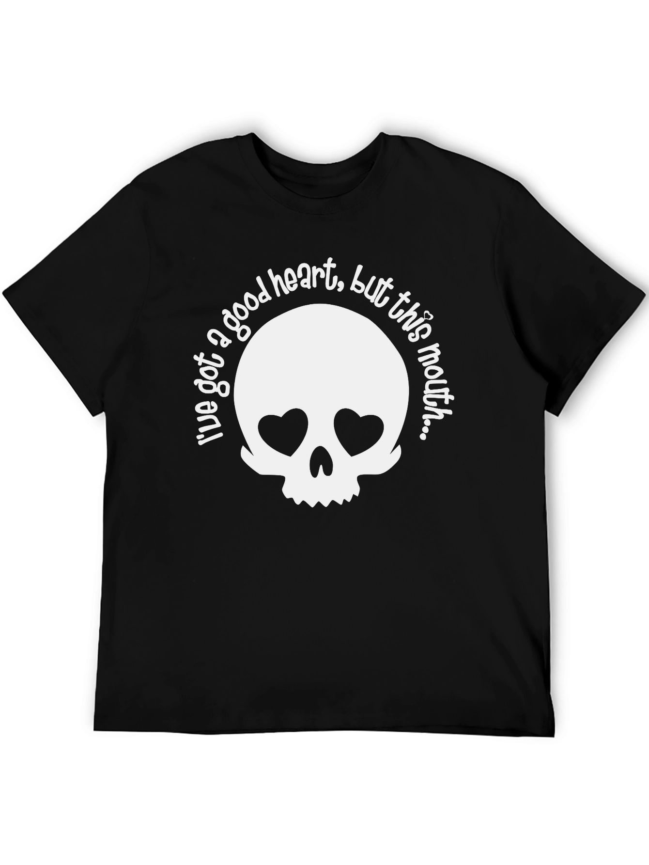 Black Heart Eyed Skull Graphic Tee - Good Heart, Bad Mouth! view 5