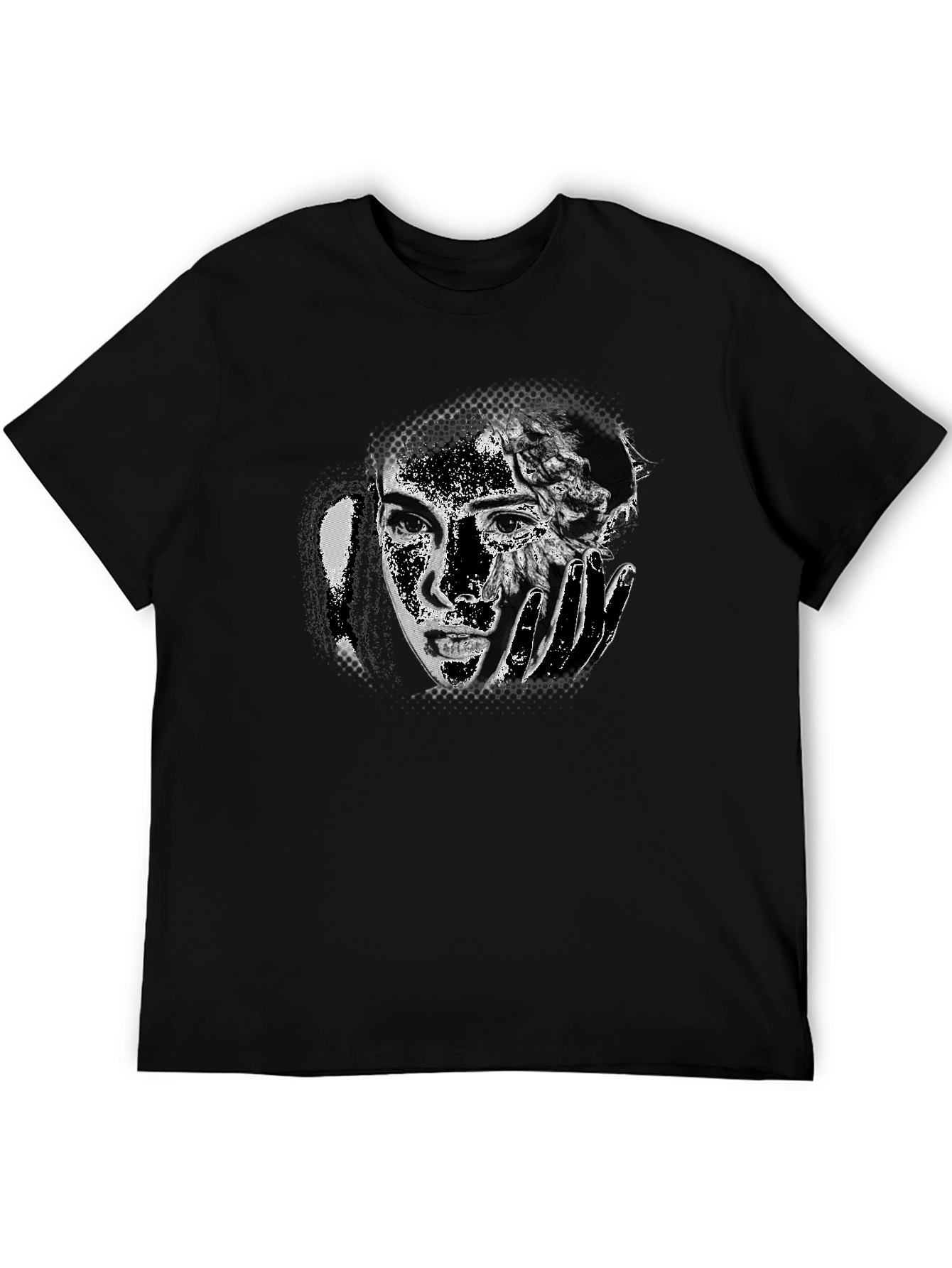 Black Monochrome Portrait Graphic Tee - Soft Cotton Blend view 5