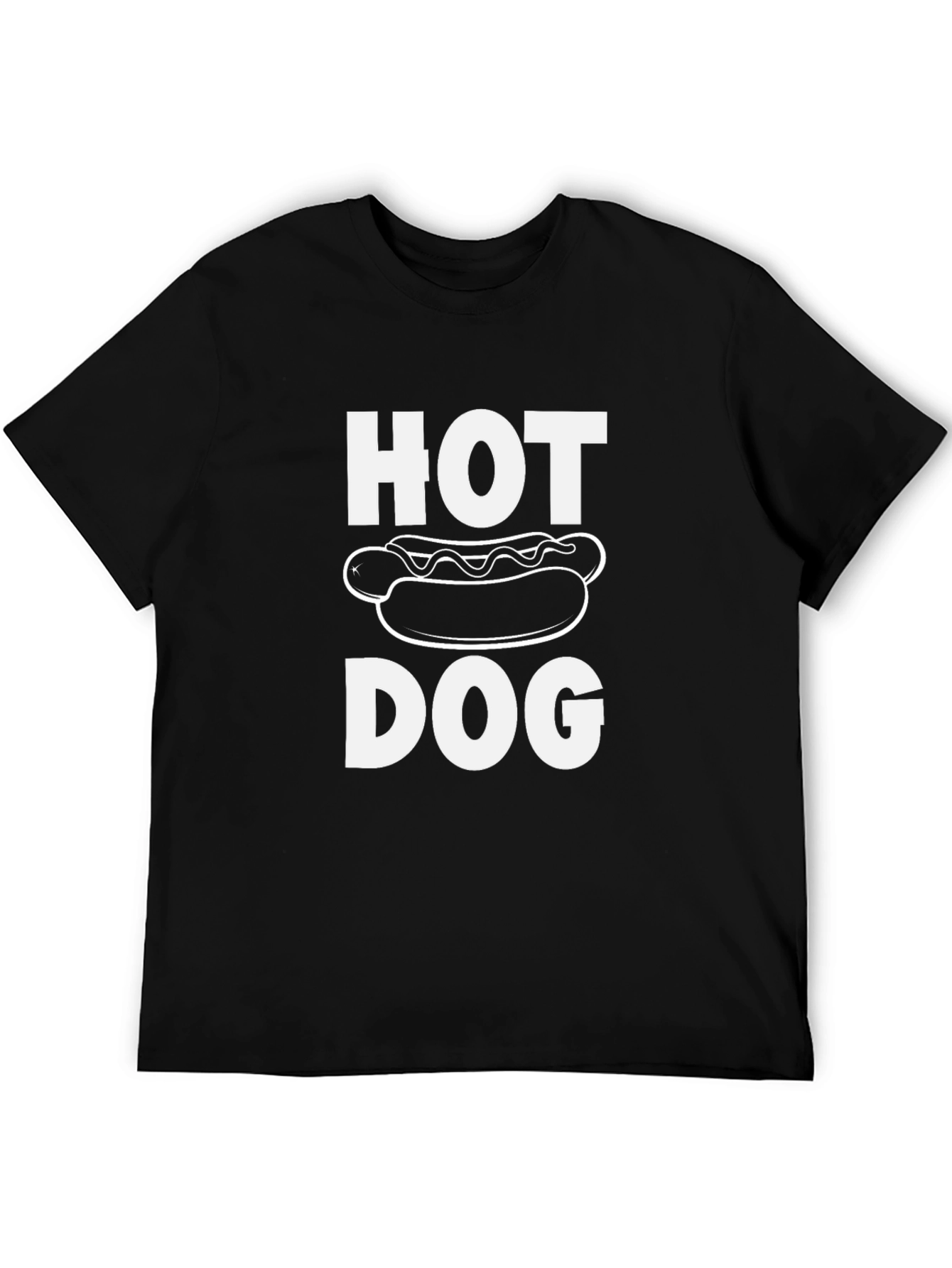 Black Funny Hot Dog Graphic Tee - Black Cotton T-Shirt view 5