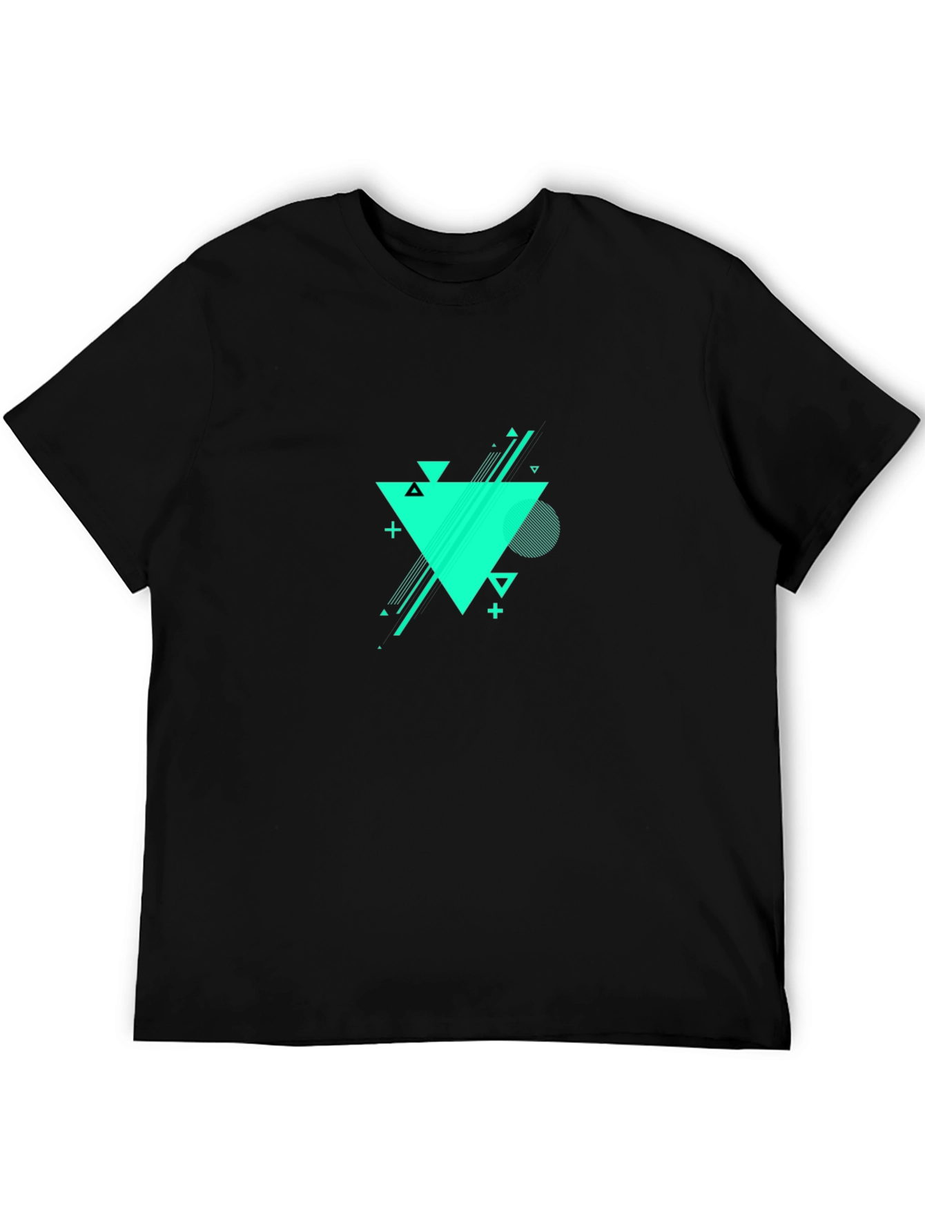 Black Abstract Geometric Triangle Tee view 5