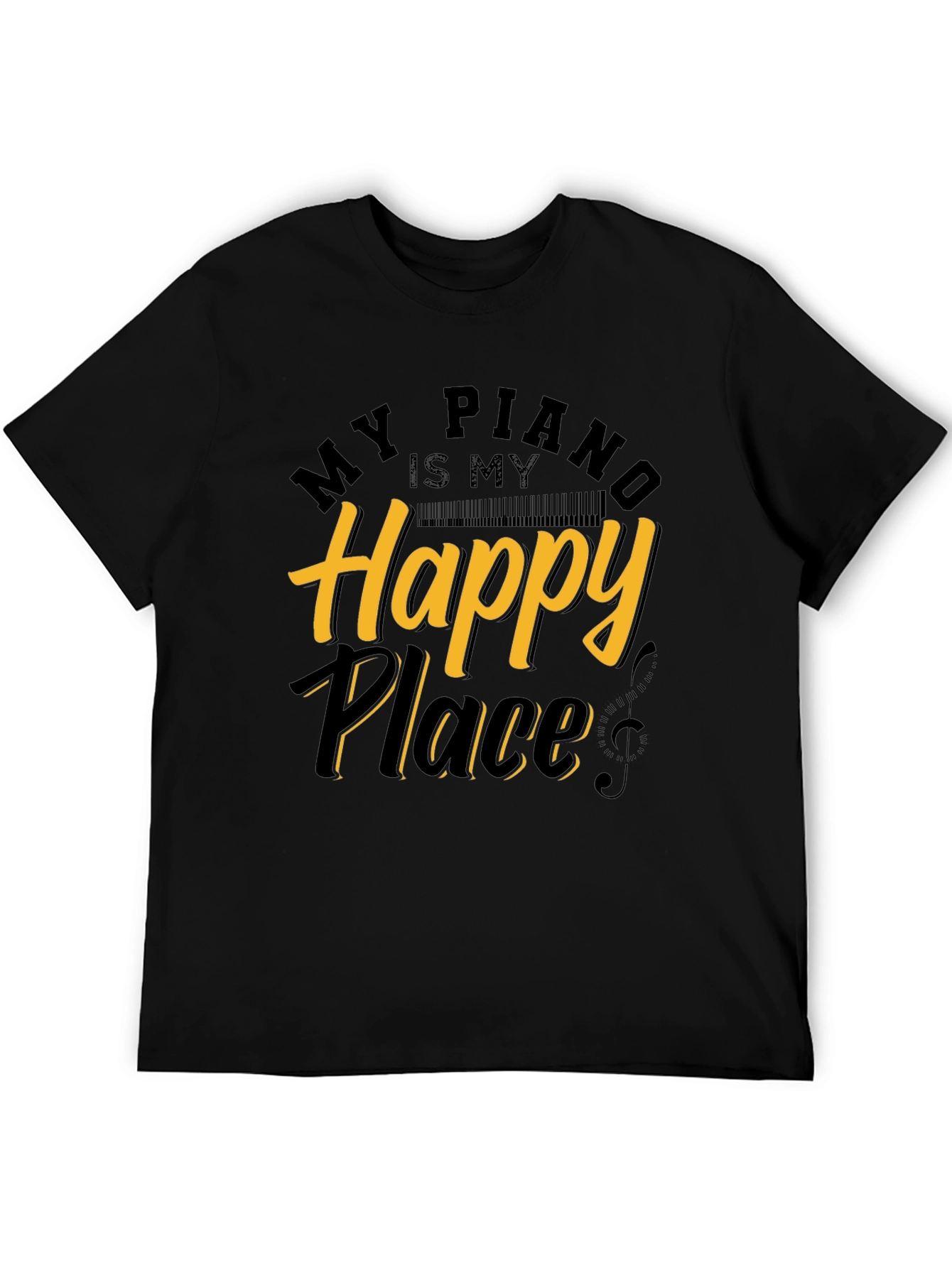 Black My Piano is My Happy Place Graphic Tee view 5