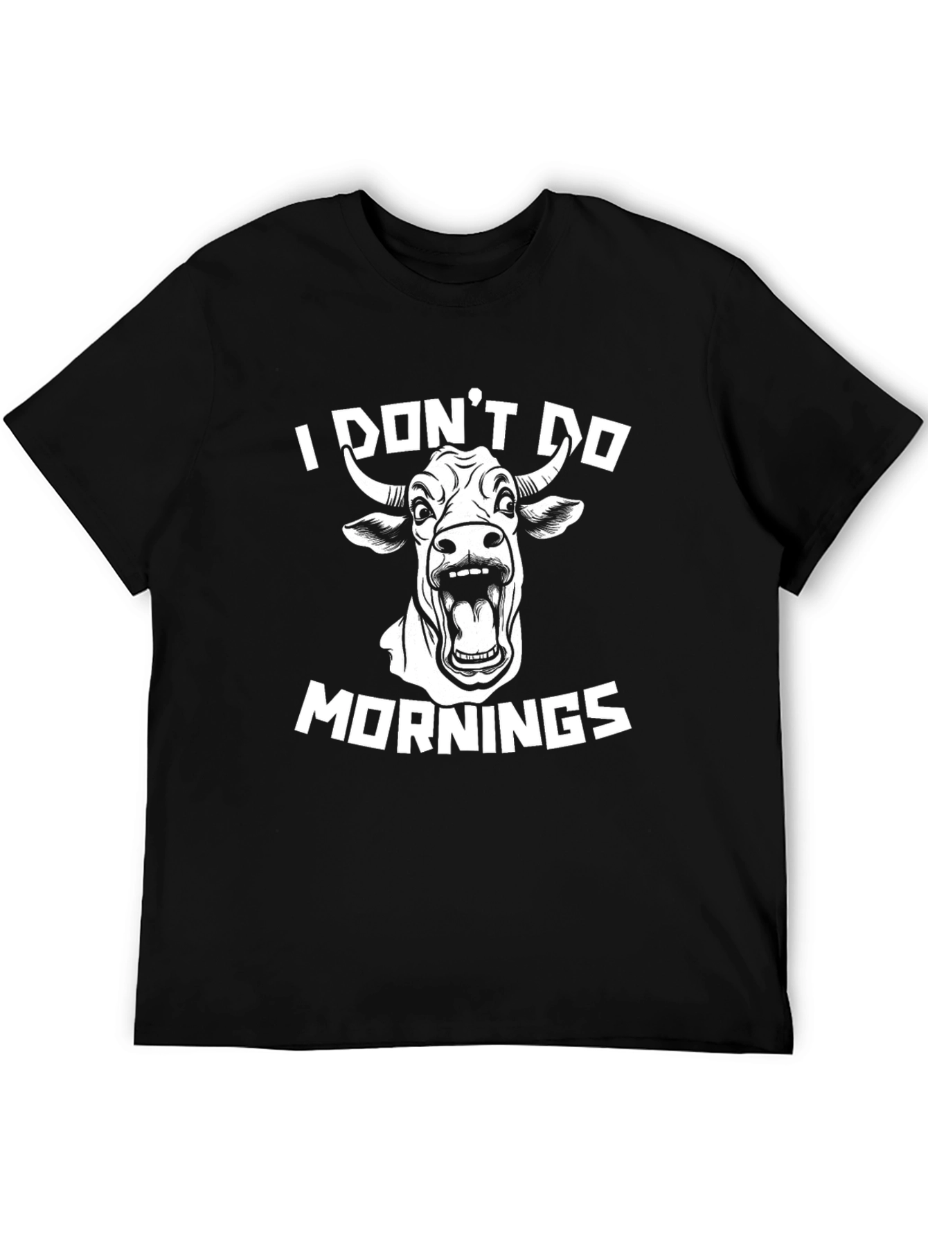 Black I Don't Do Mornings Cow Graphic Tee view 5