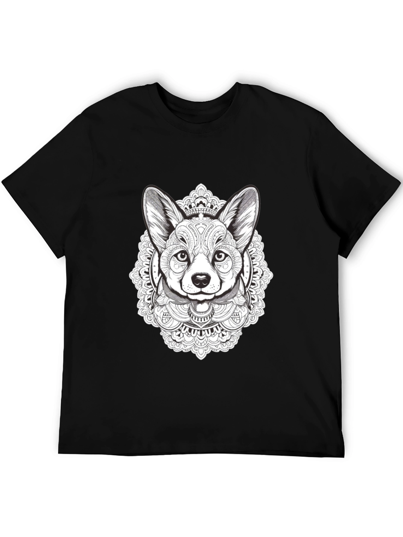 Black Corgi Mandala Graphic Tee - Stylish Dog Lover's T-Shirt view 5