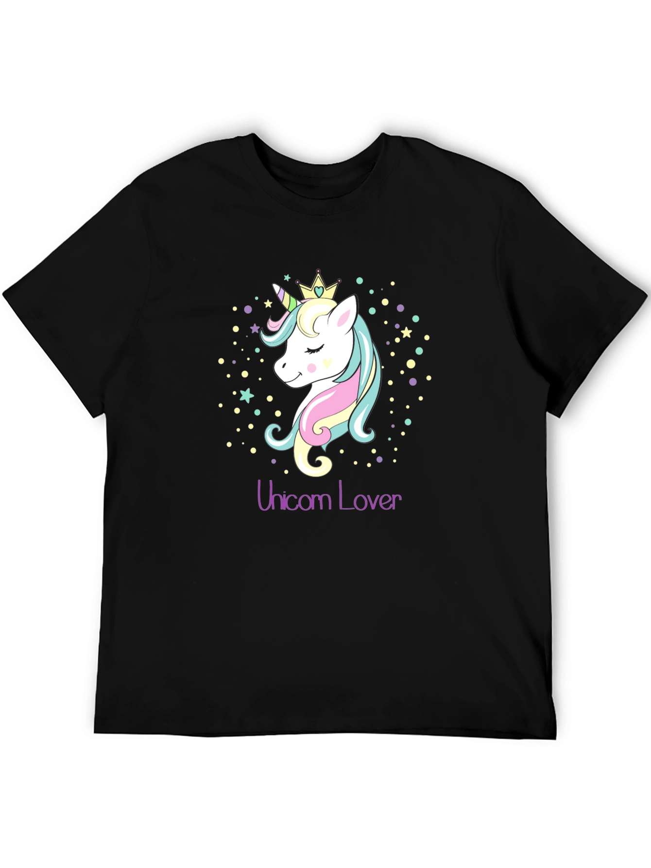 Black Unicorn Lover Black T-Shirt Graphic Tee view 5