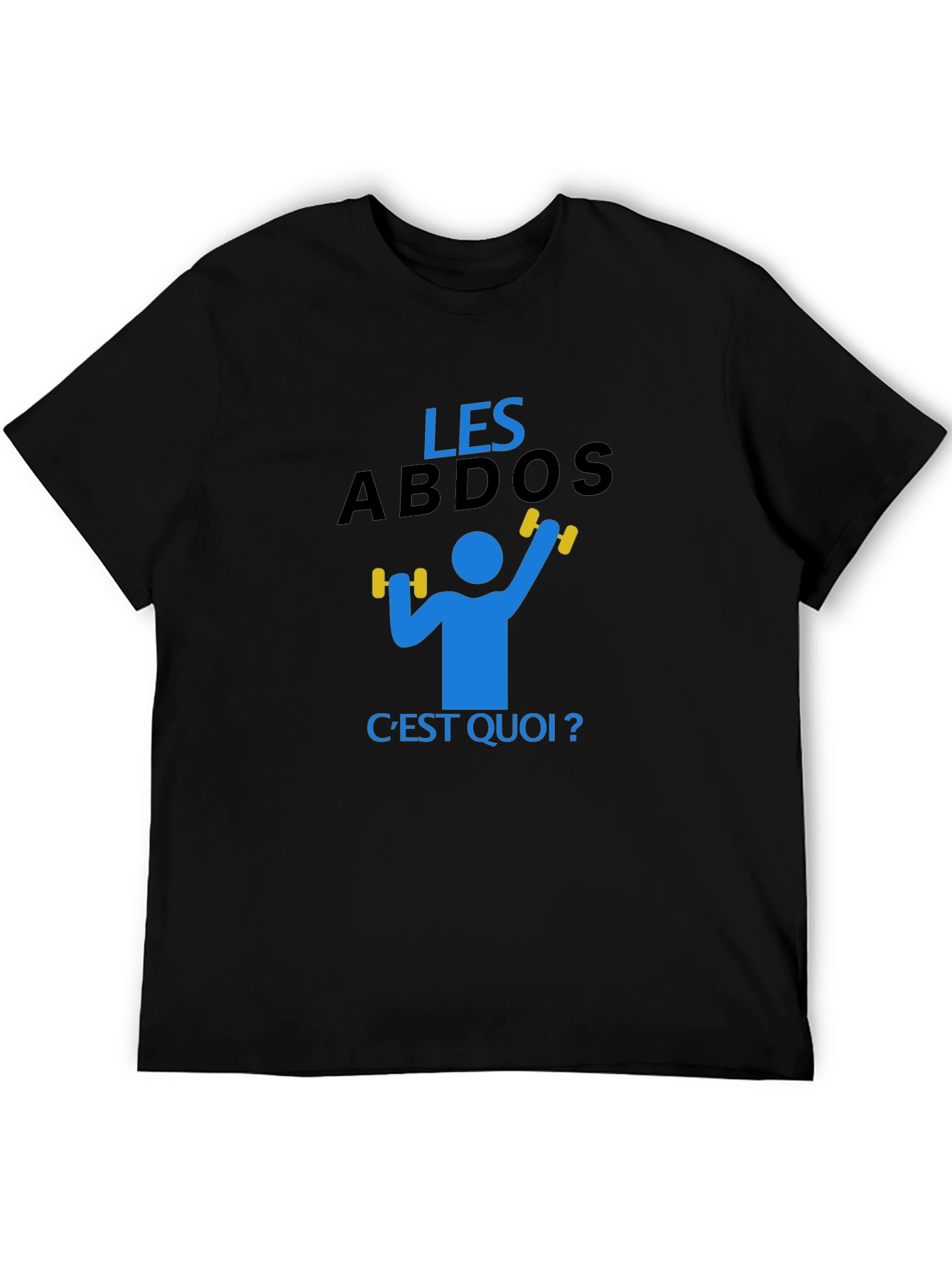 Black Funny "Les Abdos C'est Quoi" Gym Workout T-Shirt view 5