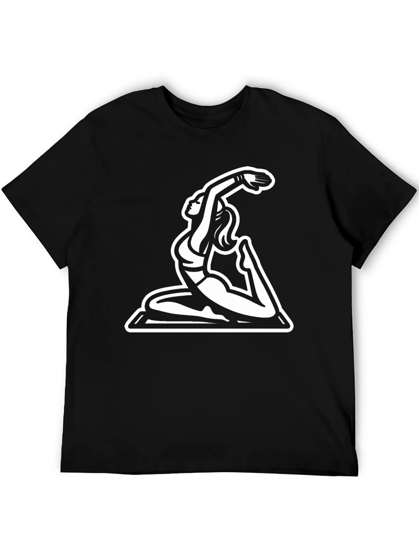 Black Yoga Pose Graphic Tee - Black Cotton Blend view 5