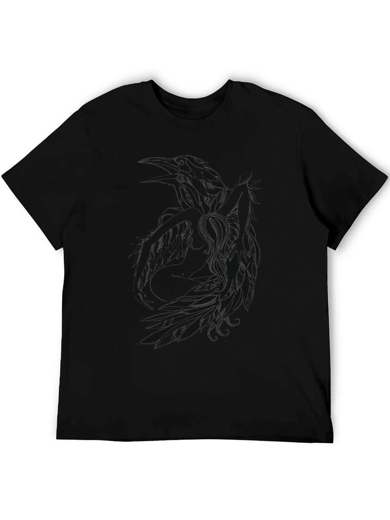 Black Men's Black Graphic Print T-Shirt view 5