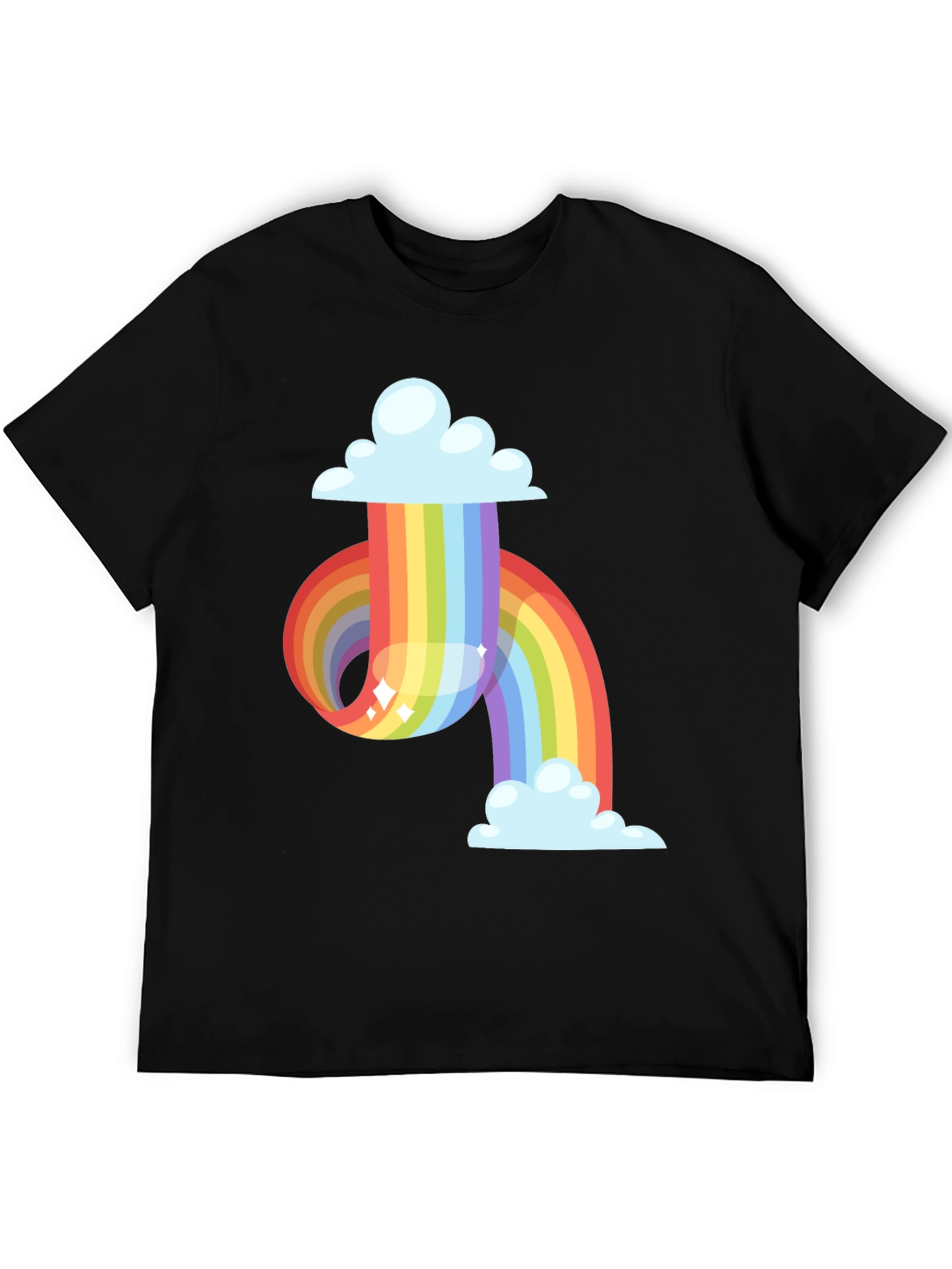 Black Rainbow Cloud Graphic Tee - Soft Cotton Blend view 5