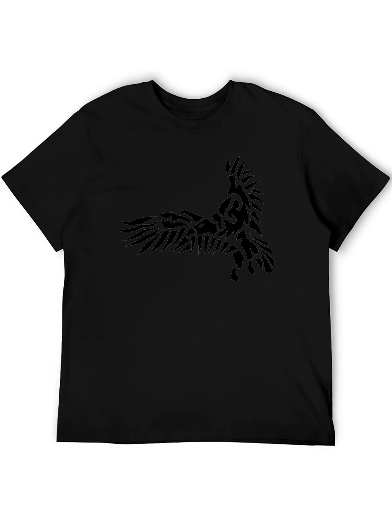 Black Tribal Raven Graphic Black T-Shirt view 5