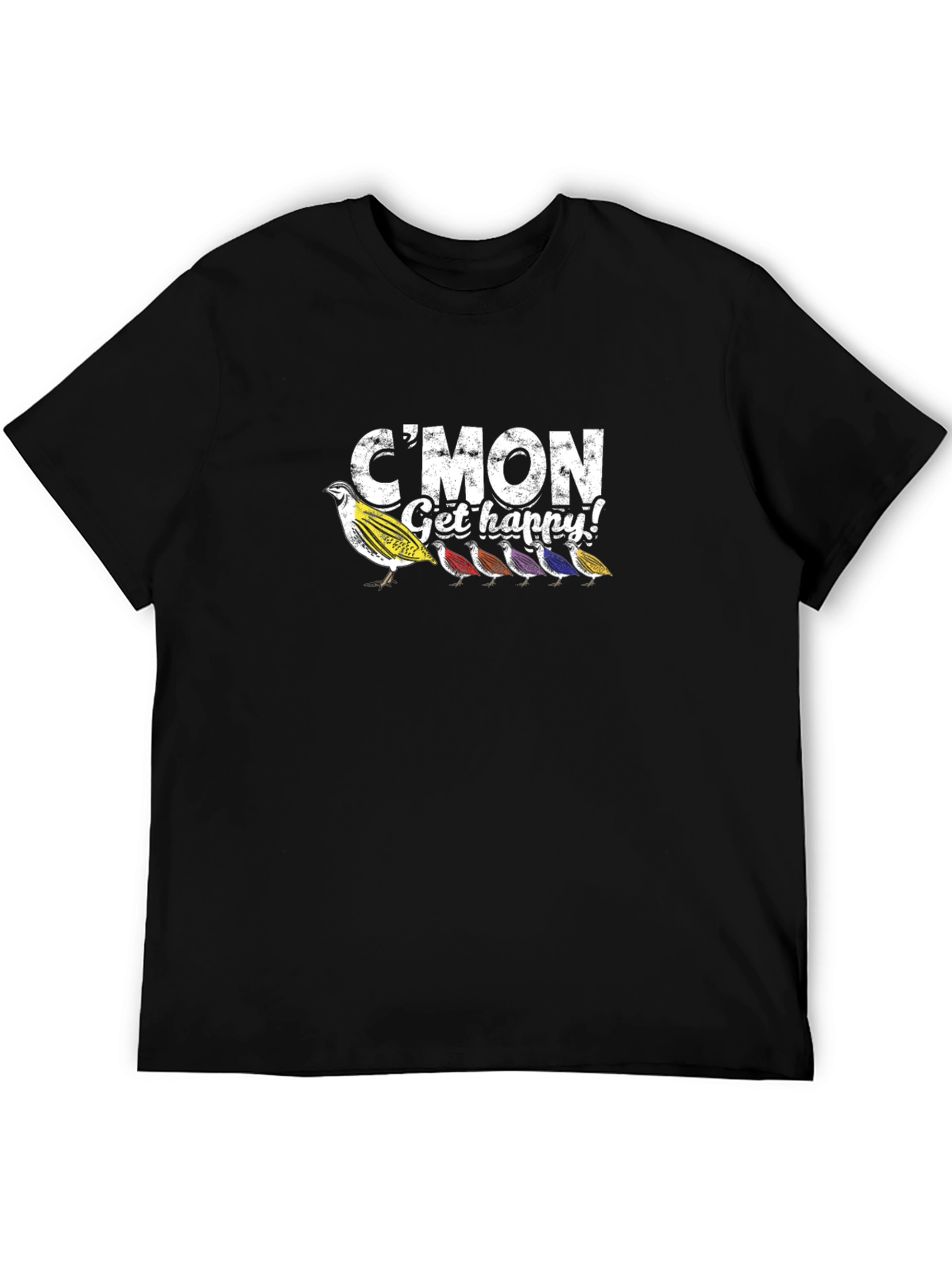 Black C'mon Get Happy Quail T-Shirt view 5