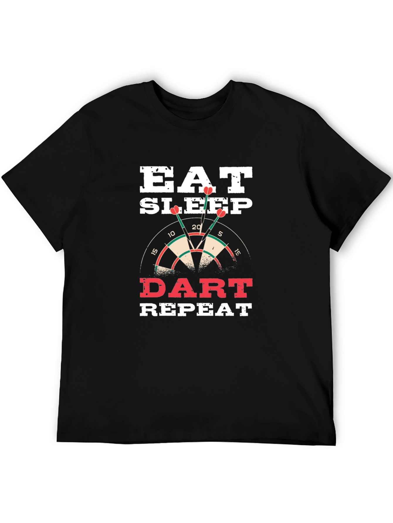 Black Eat Sleep Dart Repeat Black T-Shirt view 5