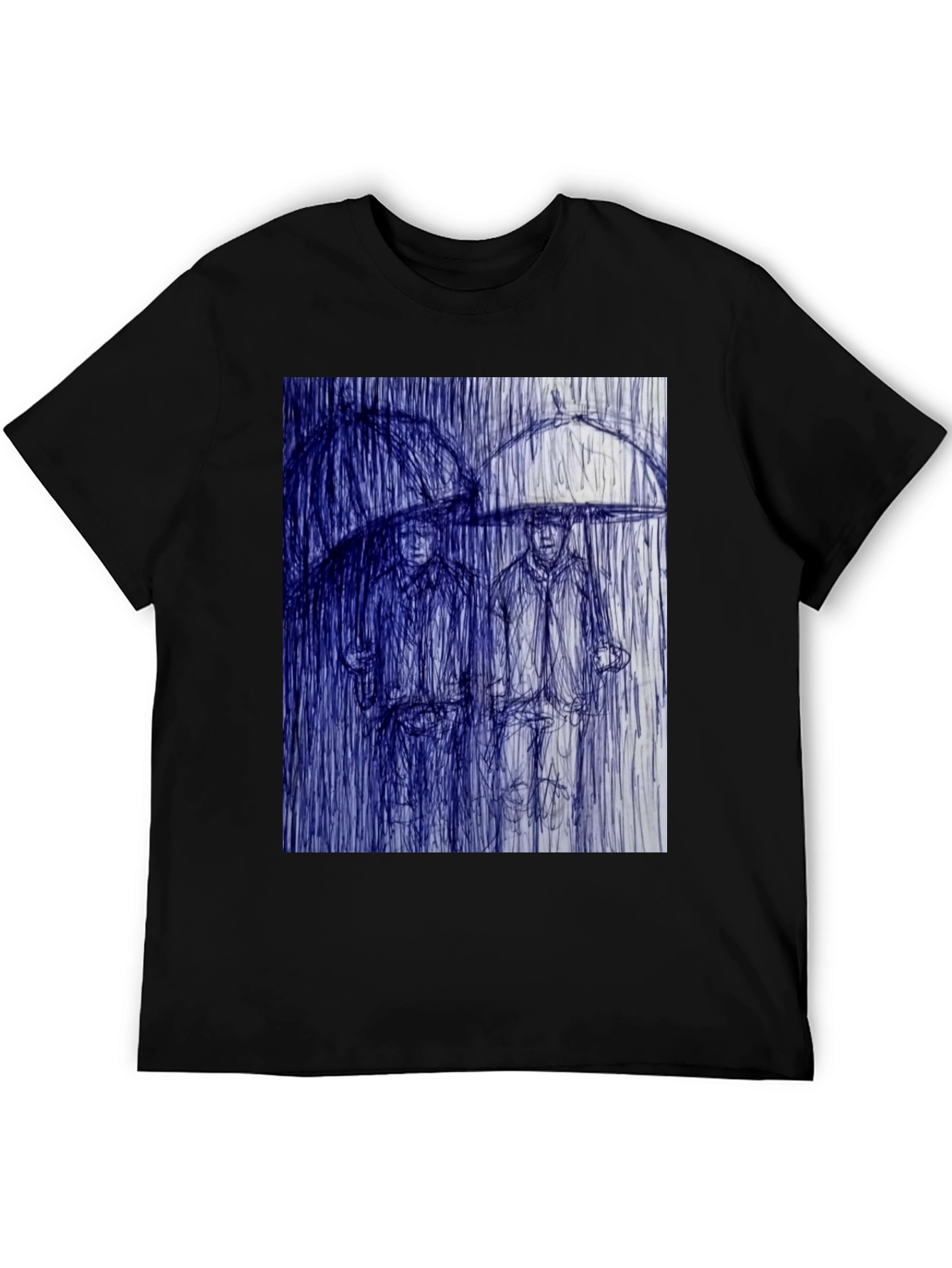 Black Rainy Day Sketch Graphic Tee view 5