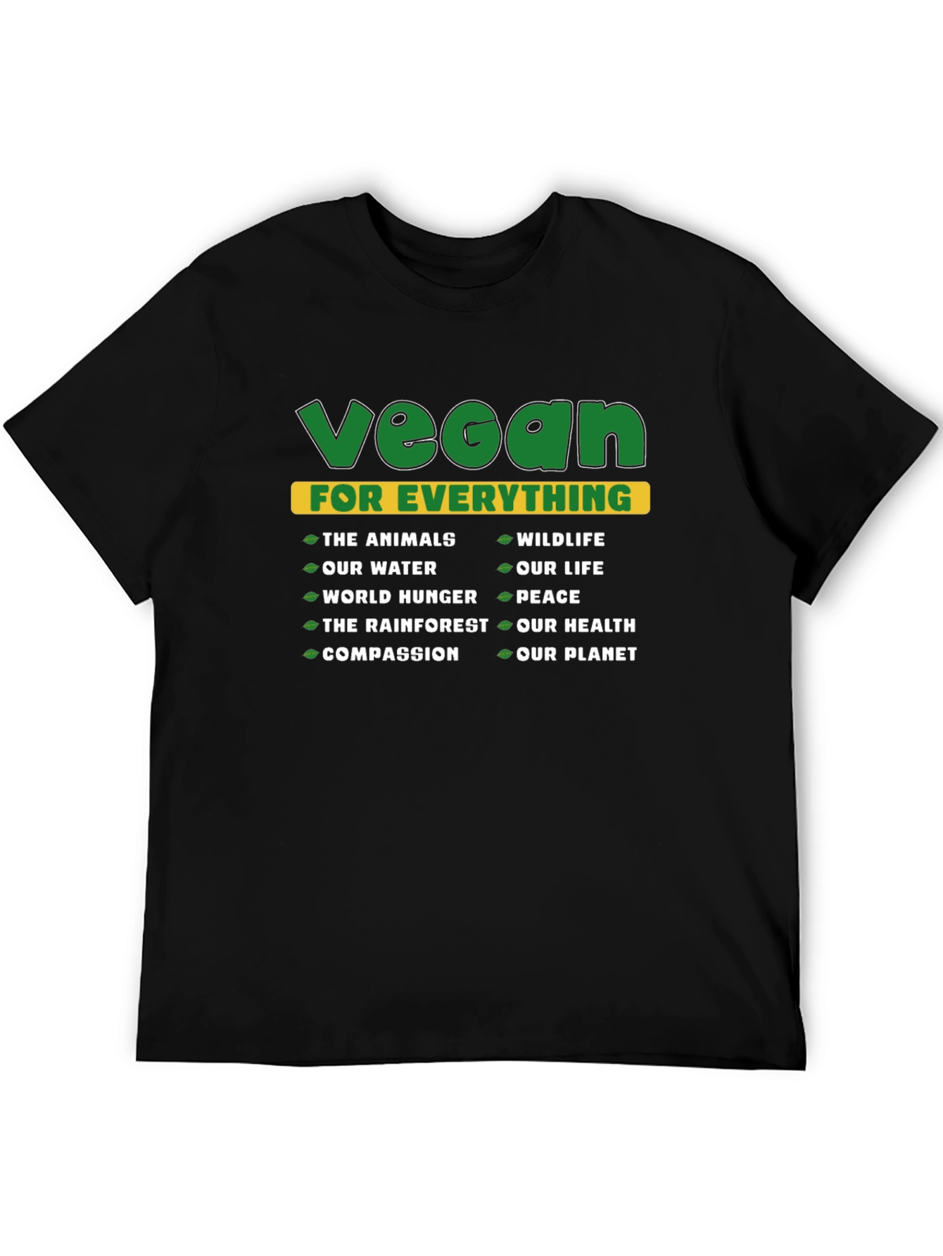 Black Vegan For Everything Graphic T-Shirt view 5