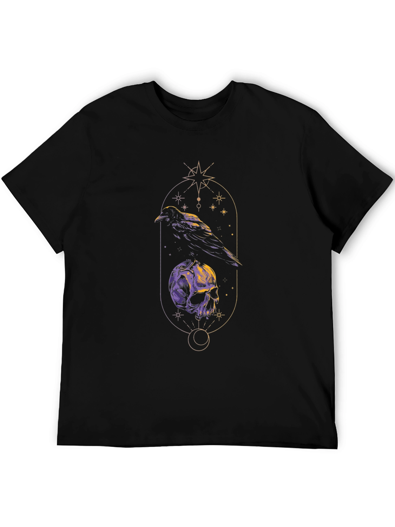 Raven & Skull Graphic Tee - Gothic Design - 5