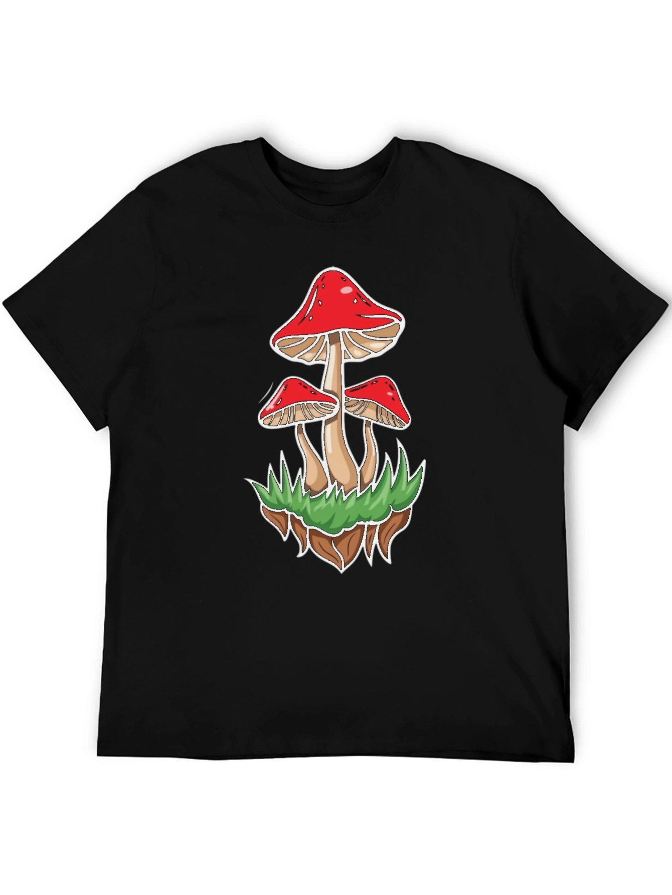 Black Mushroom Graphic Tee - Black Cotton Blend view 5