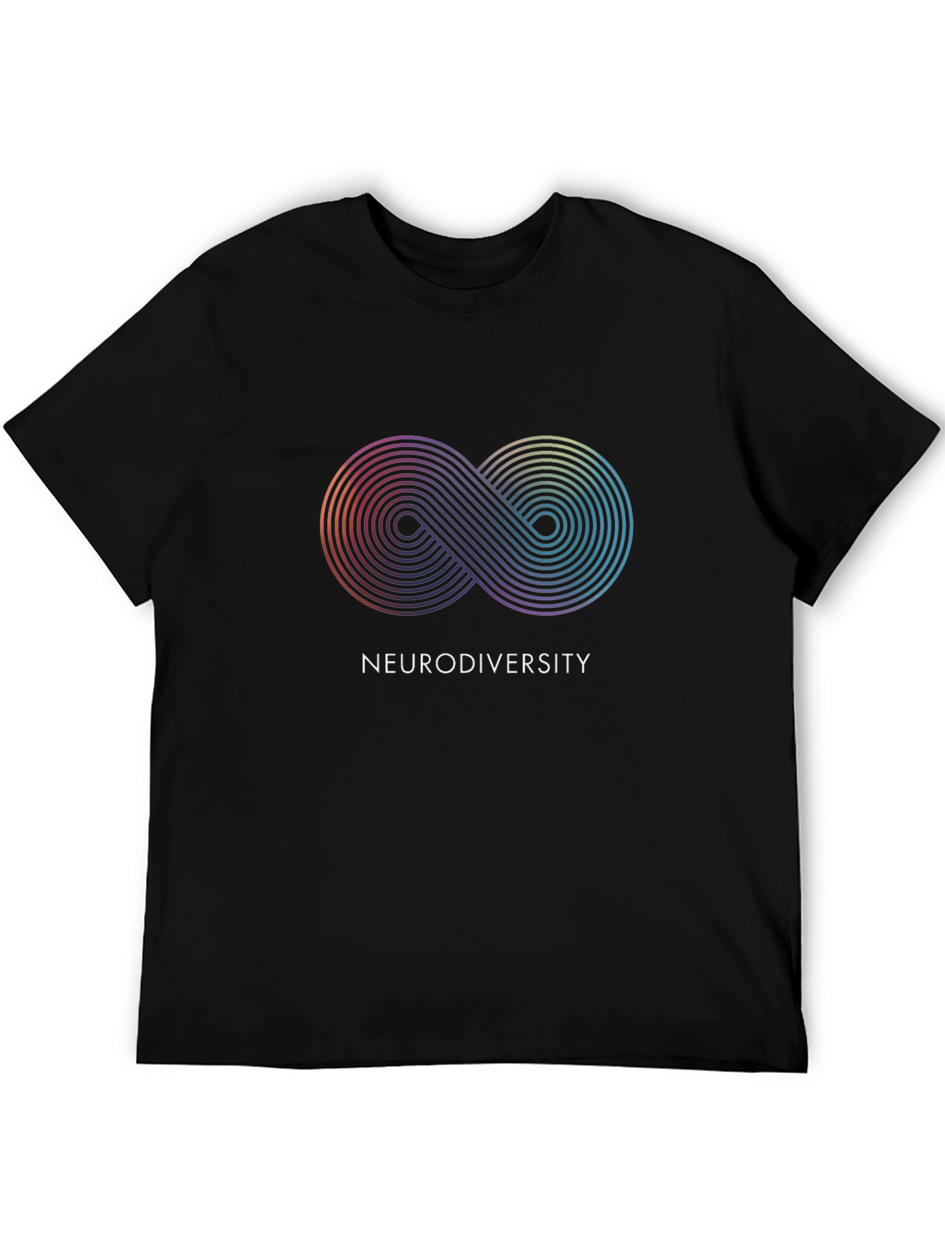 Black Neurodiversity Infinity Symbol Black T-Shirt view 5