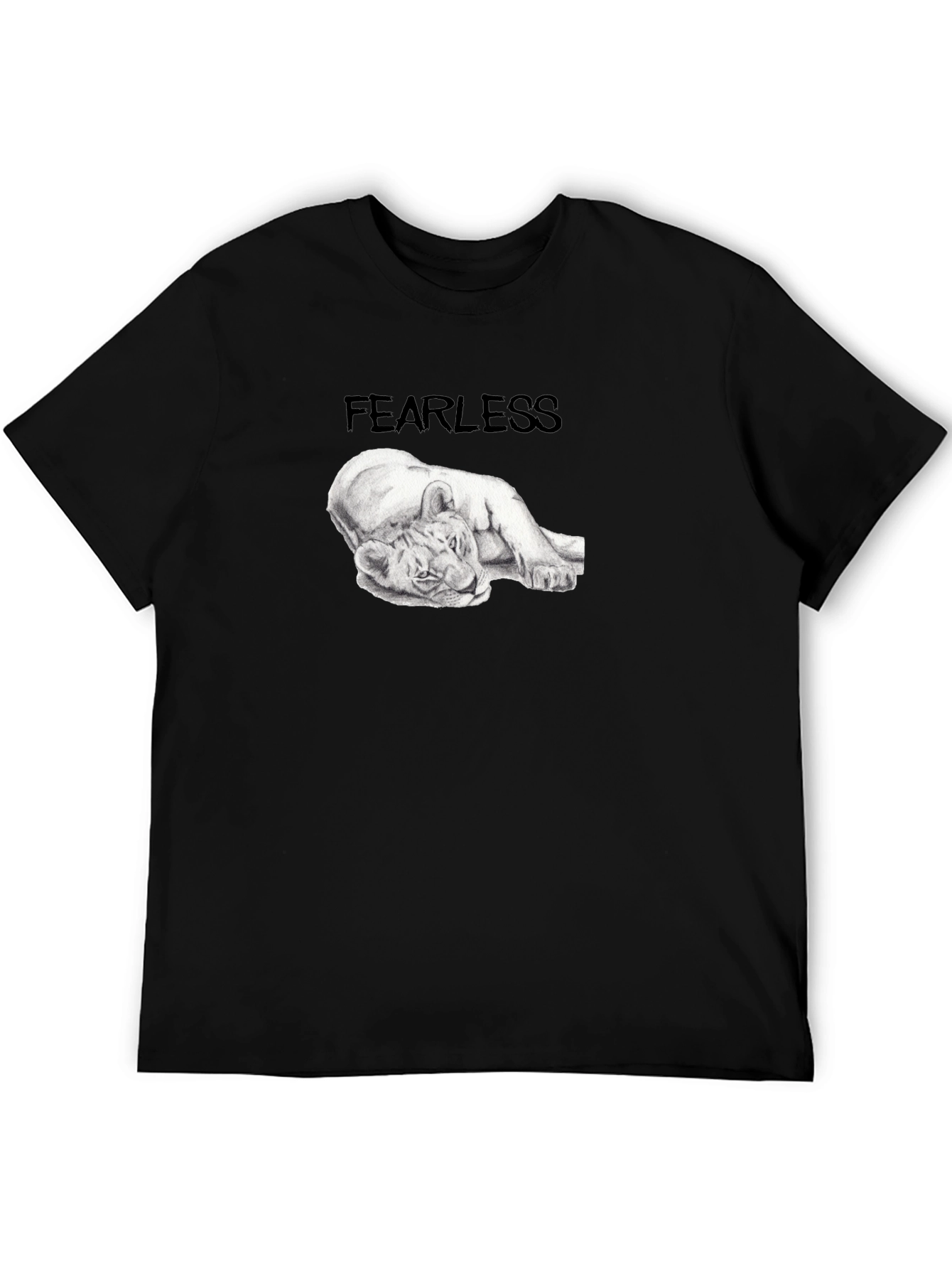 Black Fearless Lion Tee - Black Graphic T-Shirt view 5