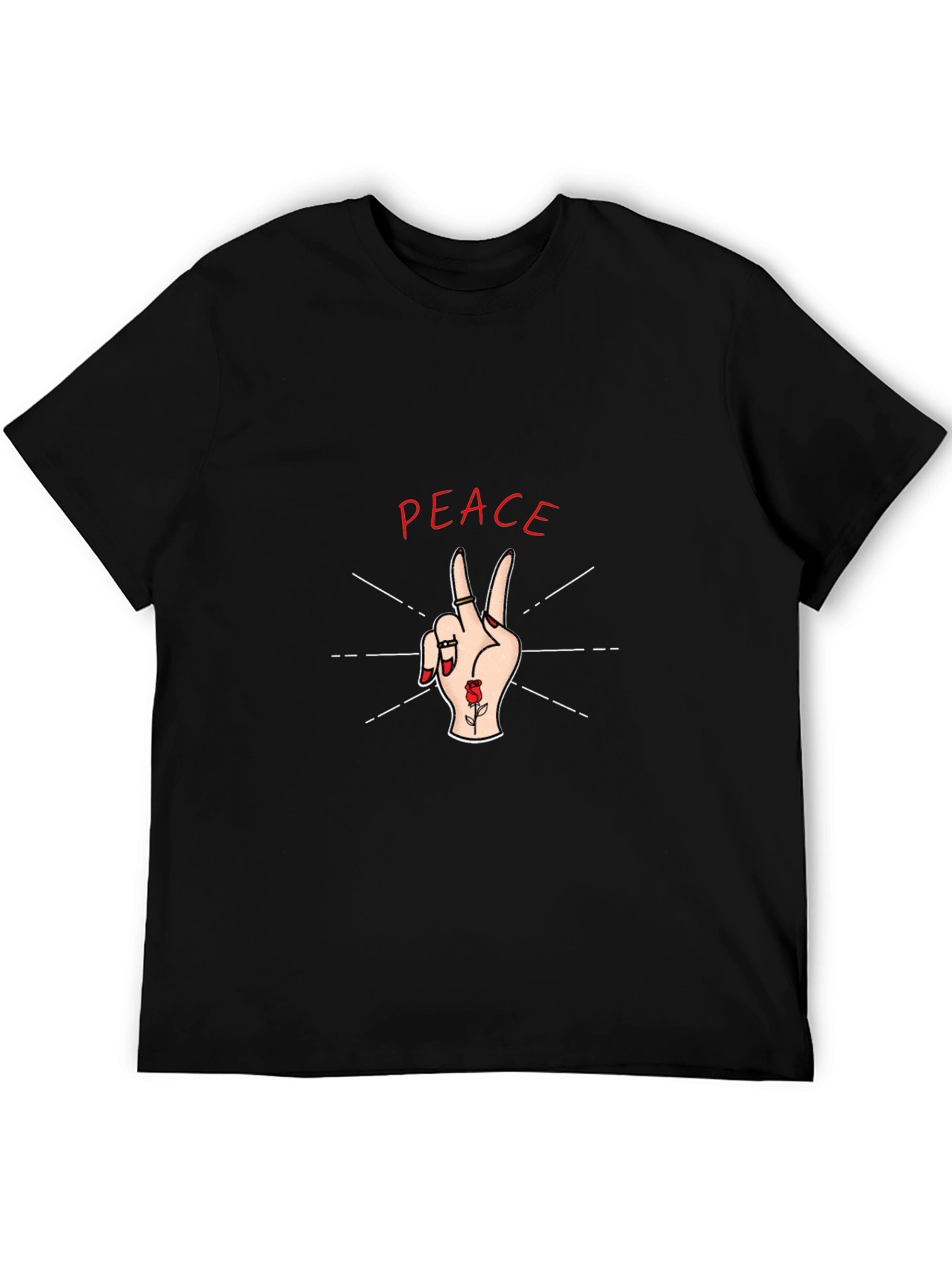 Black Peace Sign Graphic Black T-Shirt view 5