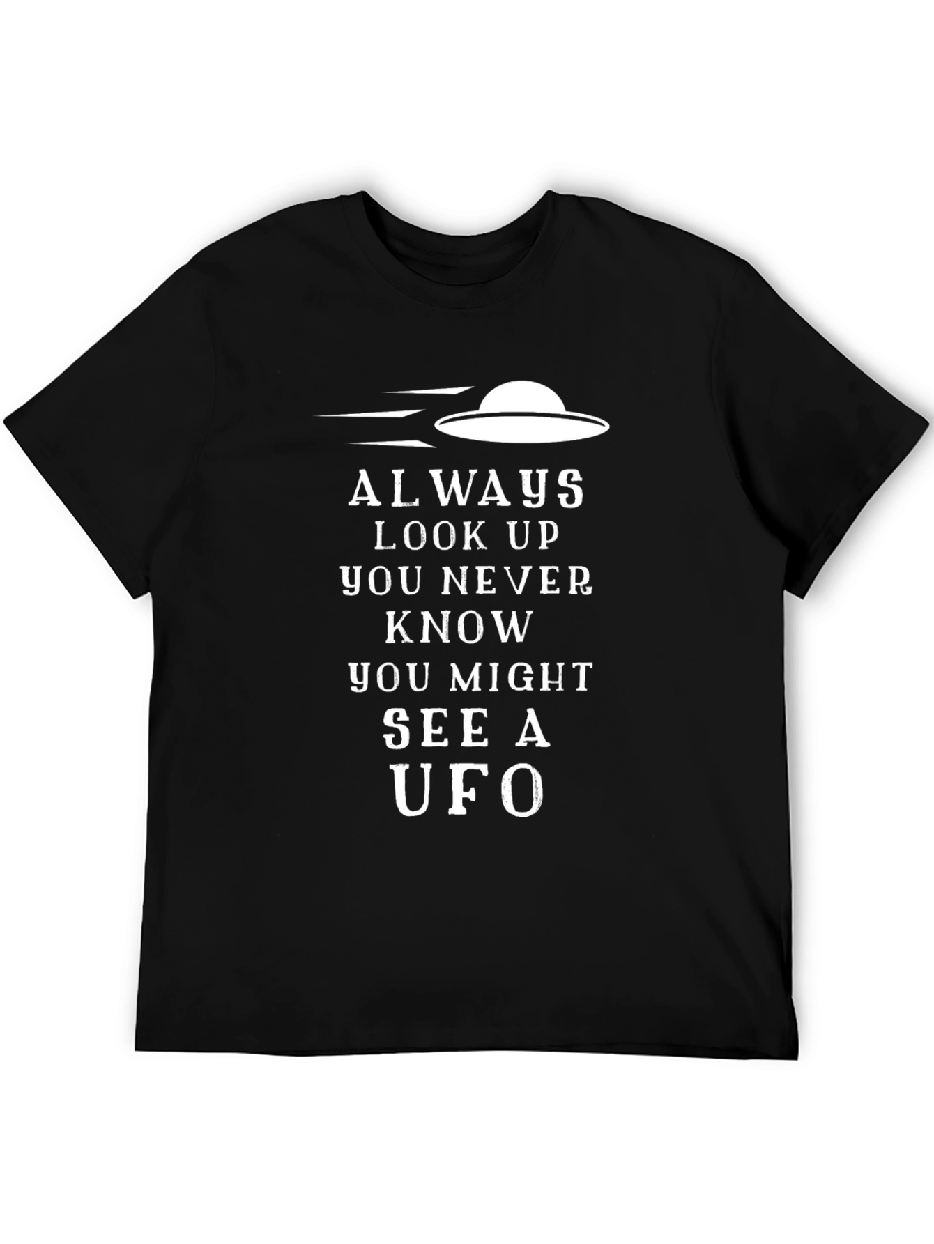 Black Always Look Up UFO Graphic Black T-Shirt view 5