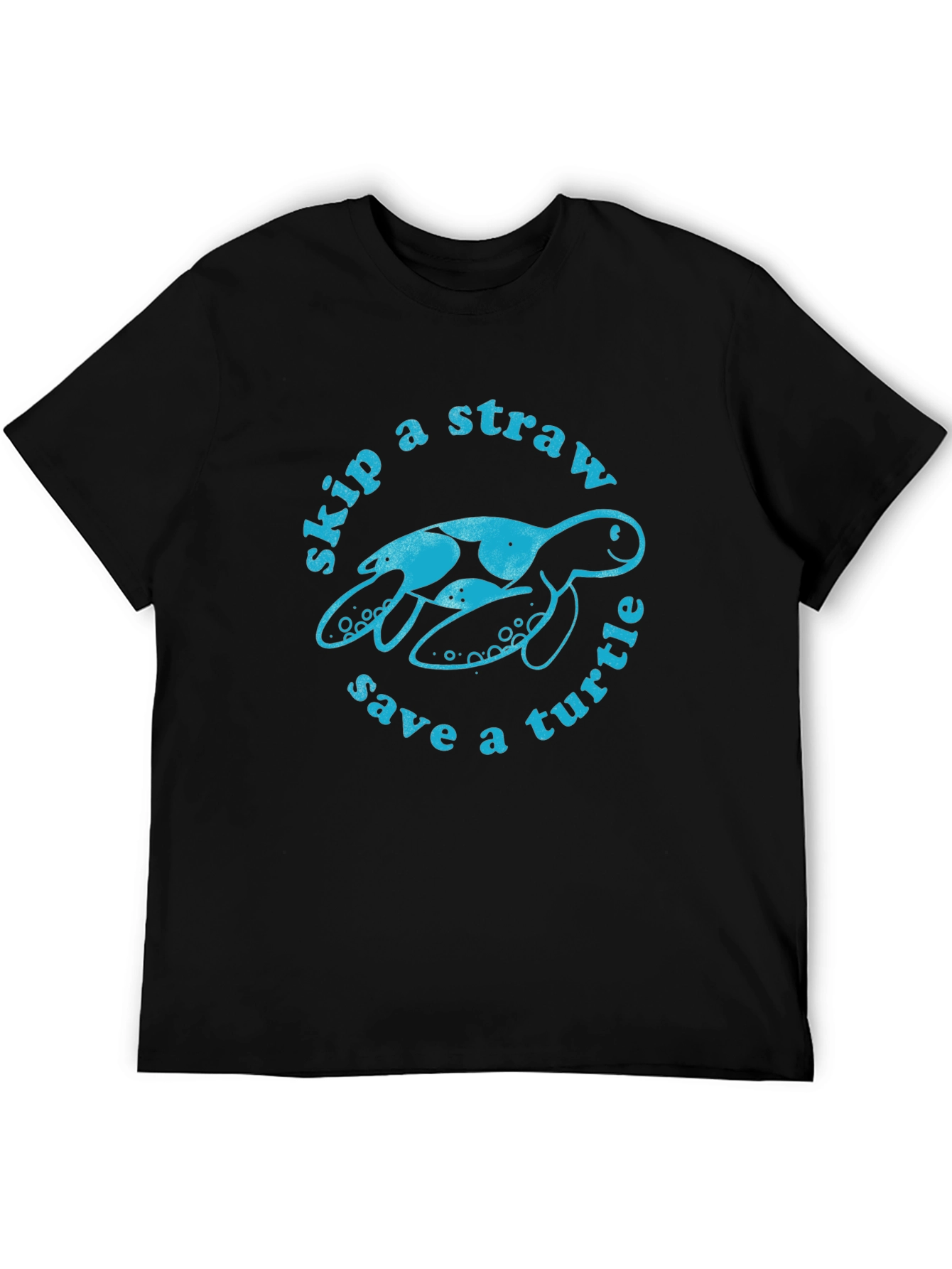 Black Skip a Straw Save a Turtle Graphic Tee - Black view 5