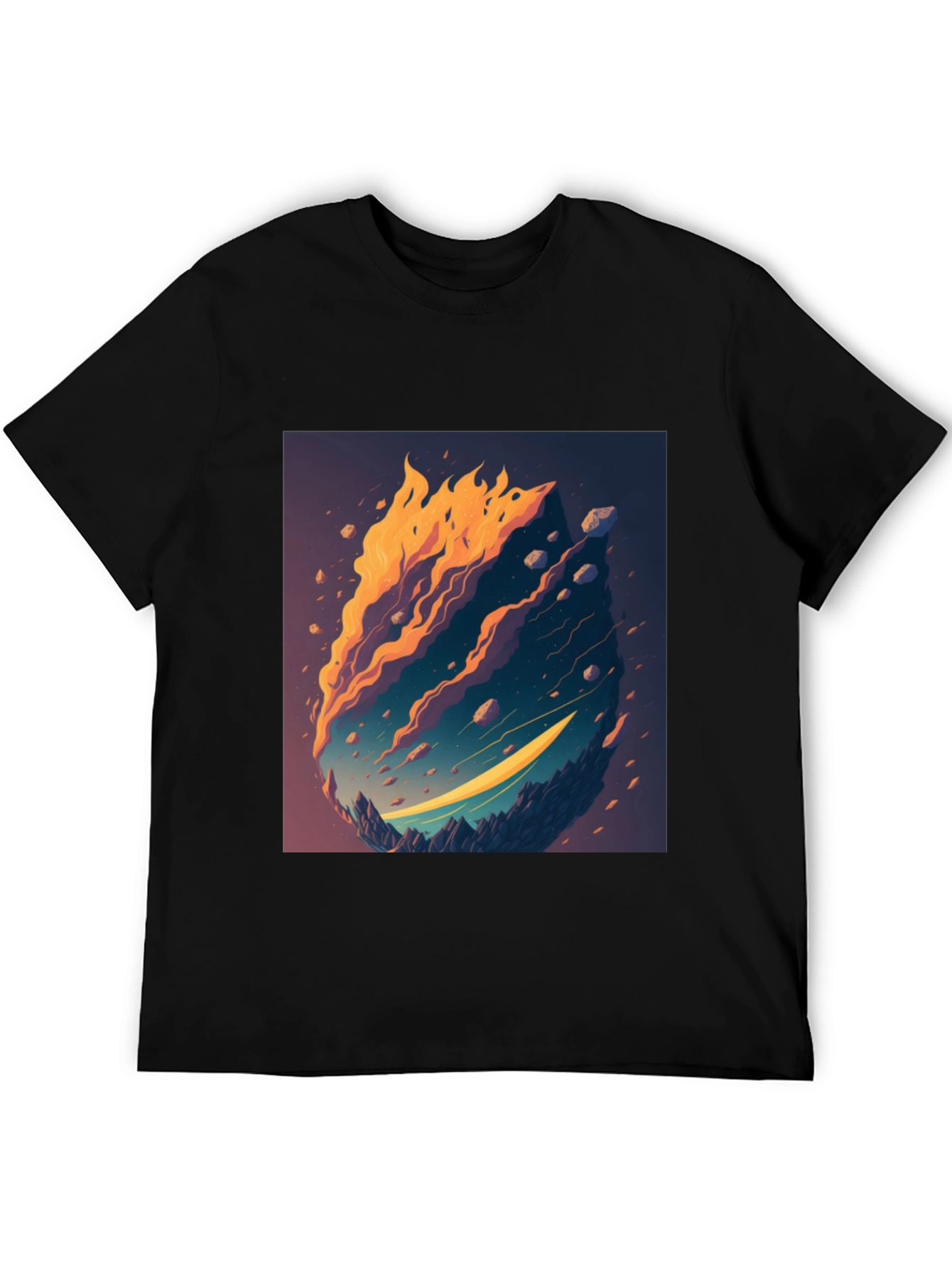 Black Fiery Landscape Graphic Tee - Unique Design view 5