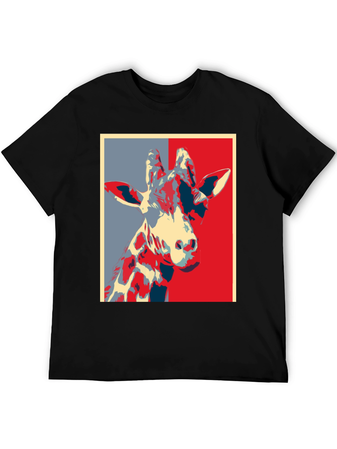 Black Giraffe Pop Art Graphic Tee - Trendy Crew Neck T-Shirt view 5