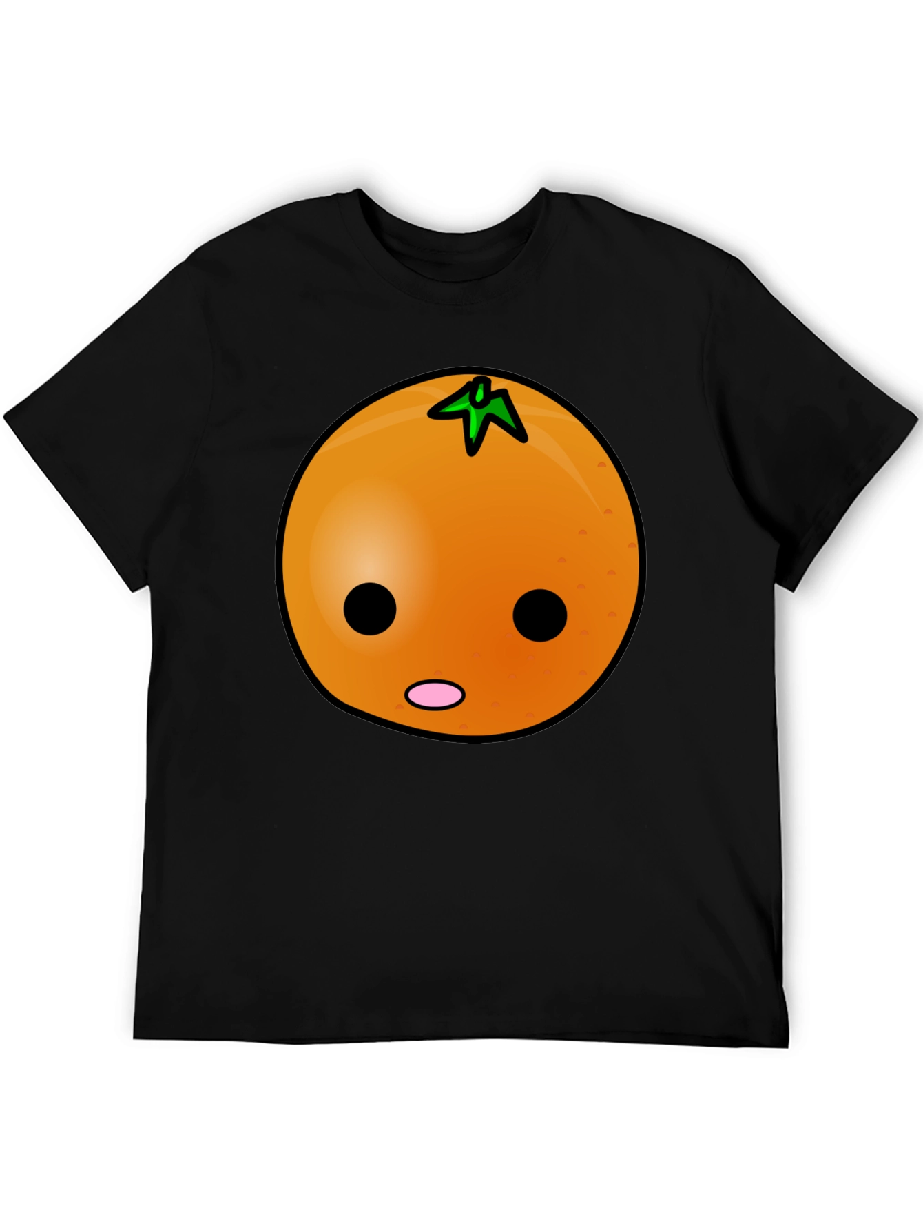 Black Funny Orange Cartoon Face Graphic Tee view 5